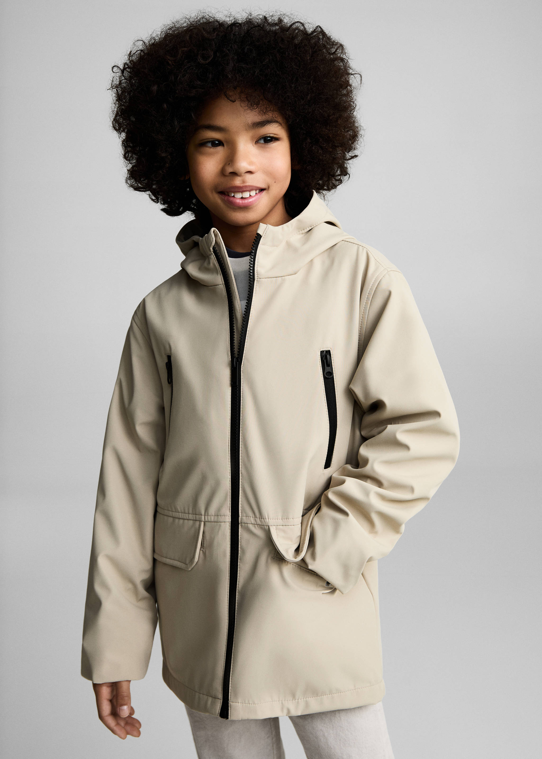 Hooded parka with pocket - Medium plane