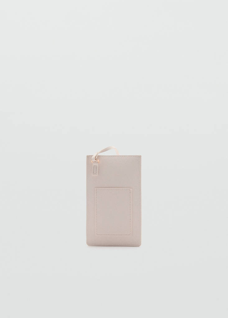 Saffiano-effect crossbody mobile phone case — Off White