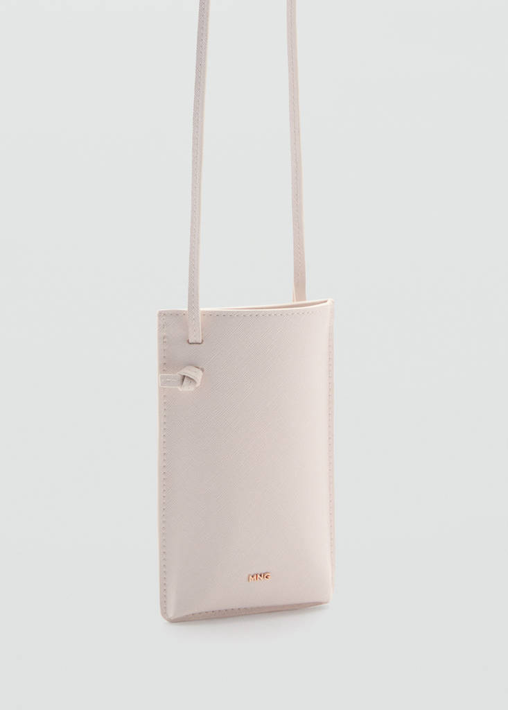 Saffiano-effect crossbody mobile phone case — Off White