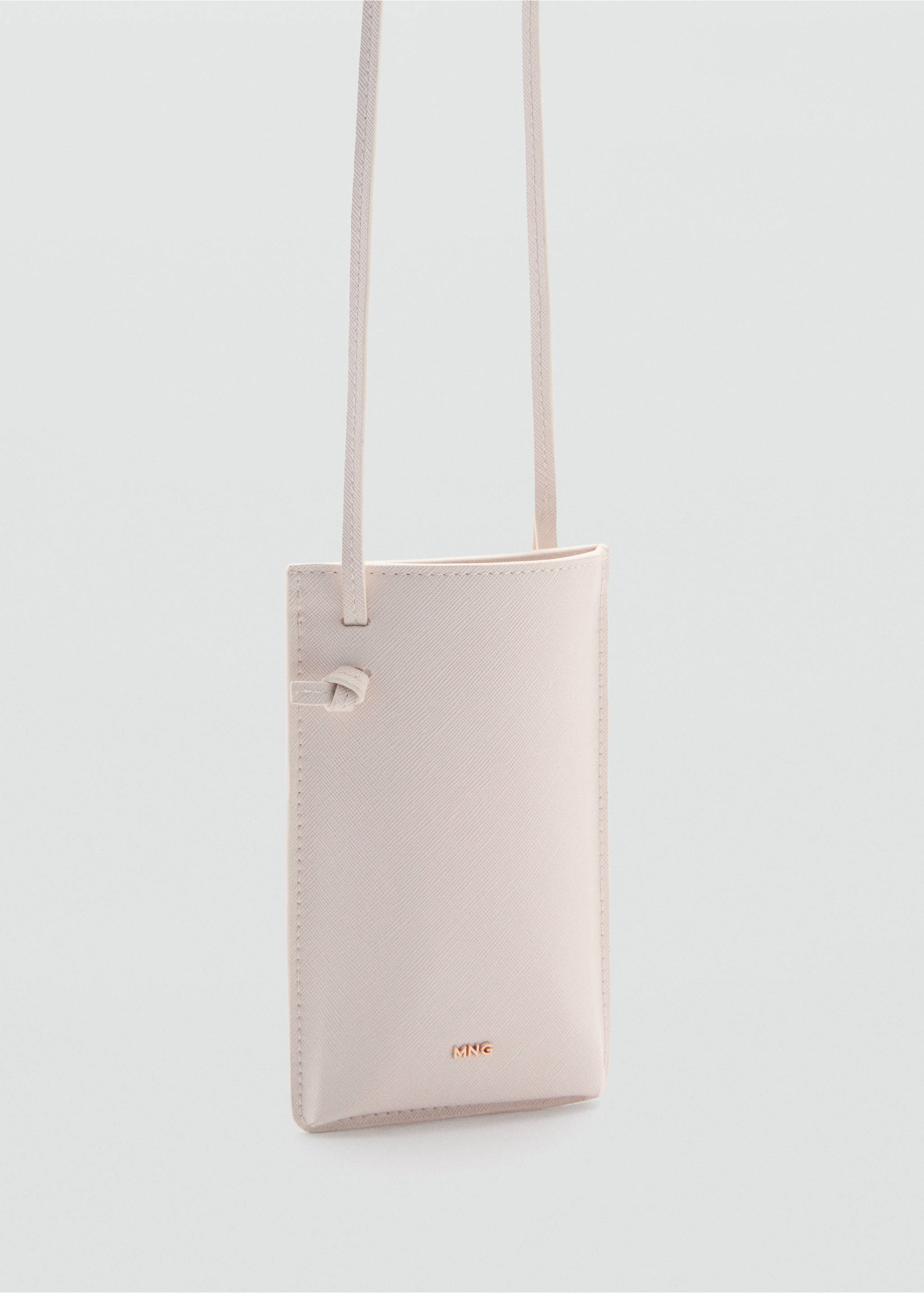 Saffiano-effect crossbody cell phone case - Details of the article 1, Off White. Ref: 87053291-00.