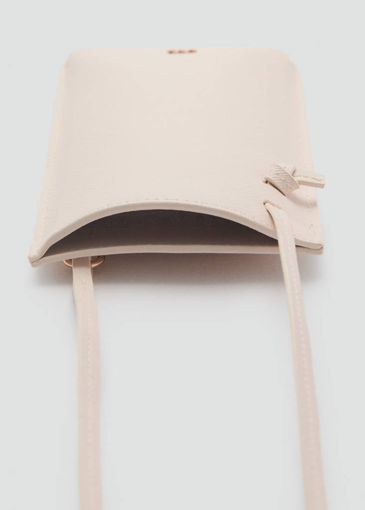 Saffiano-effect crossbody mobile phone case — Off White