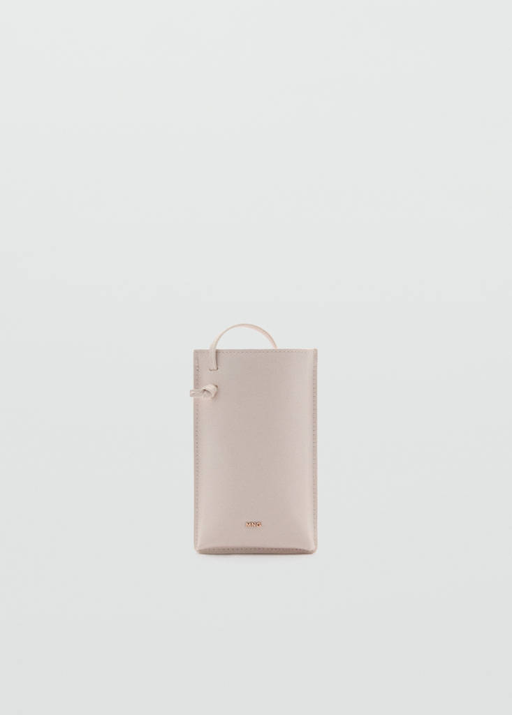 Saffiano-effect crossbody mobile phone case — Off White