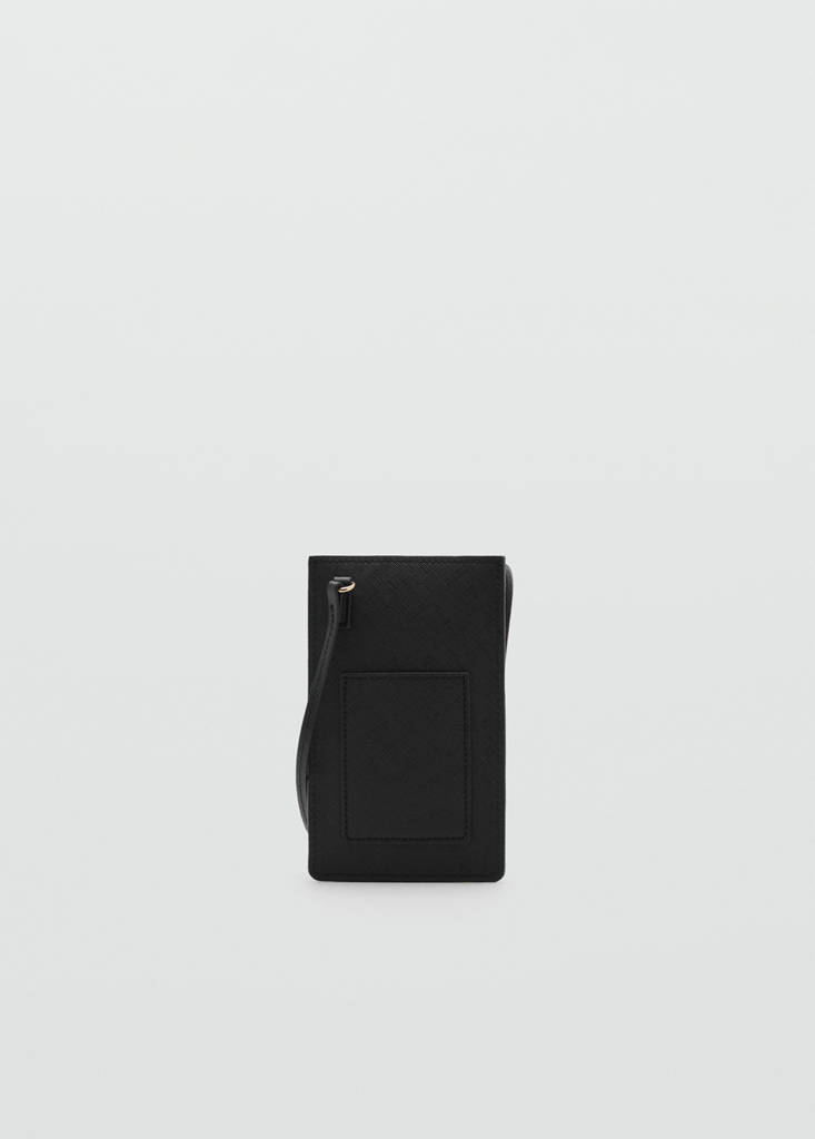 Saffiano-effect crossbody mobile phone case — Black