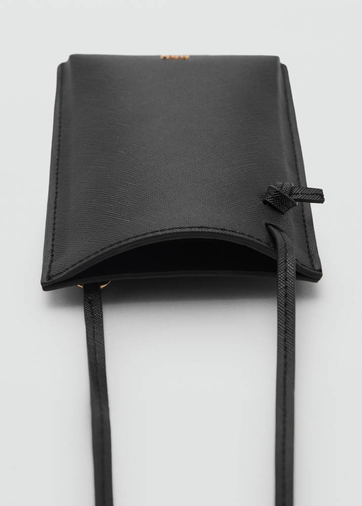 Saffiano-effect crossbody mobile phone case — Black