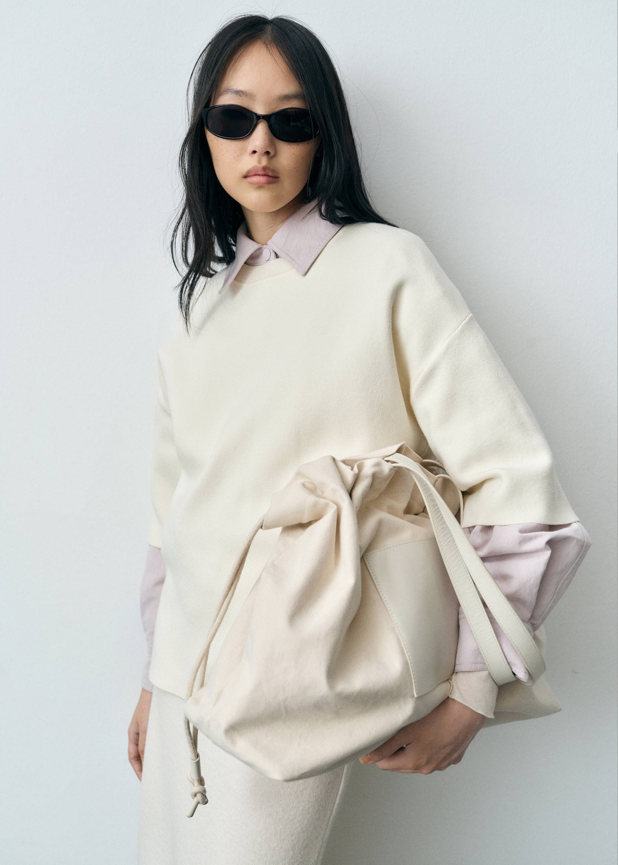 Leather-blend shopper bag - General plane