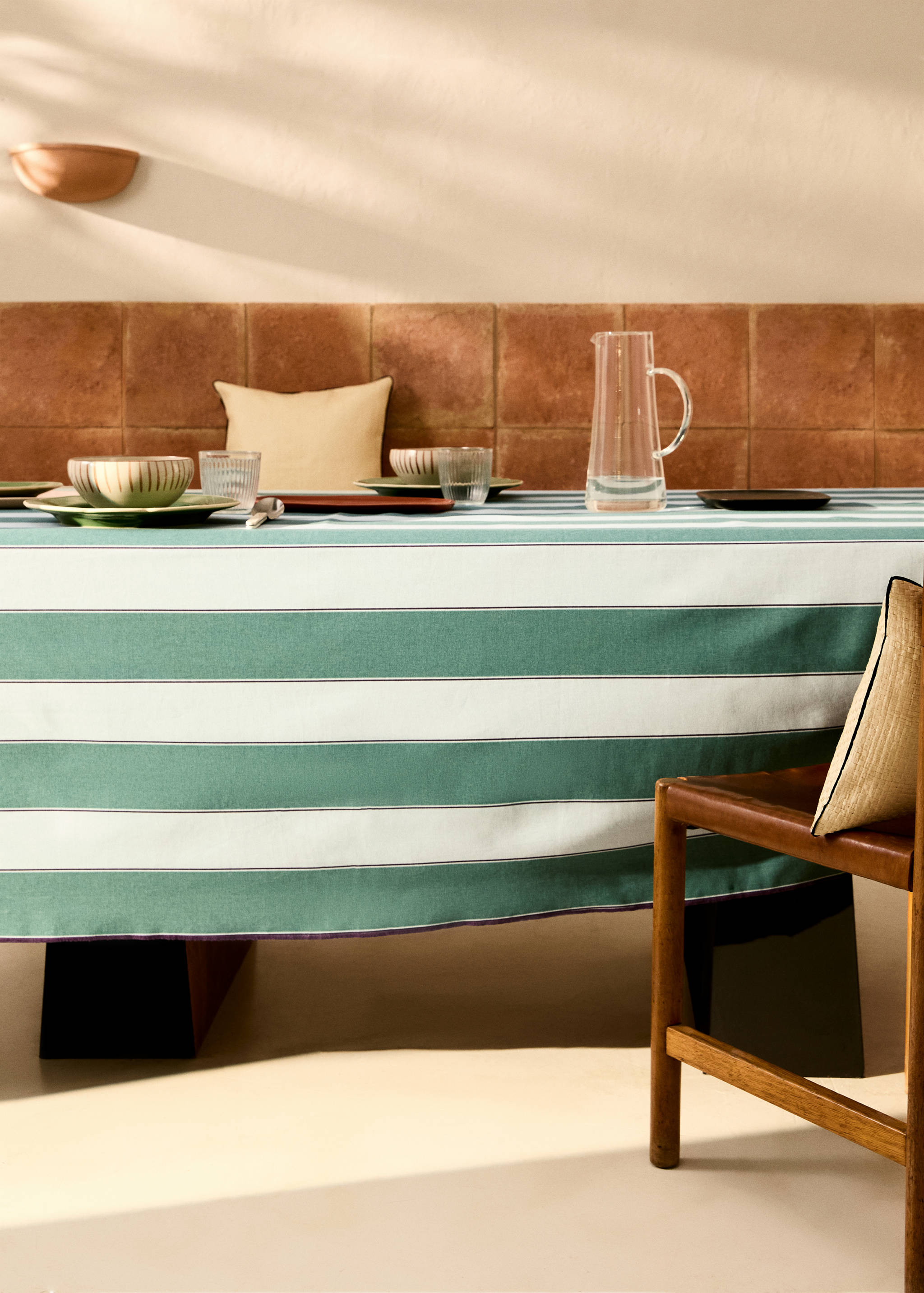 Βαμβακερό ριγέ τραπεζομάντιλο με ρητίνη για 2 έως 4 άτομα - Γενικό πλάνο