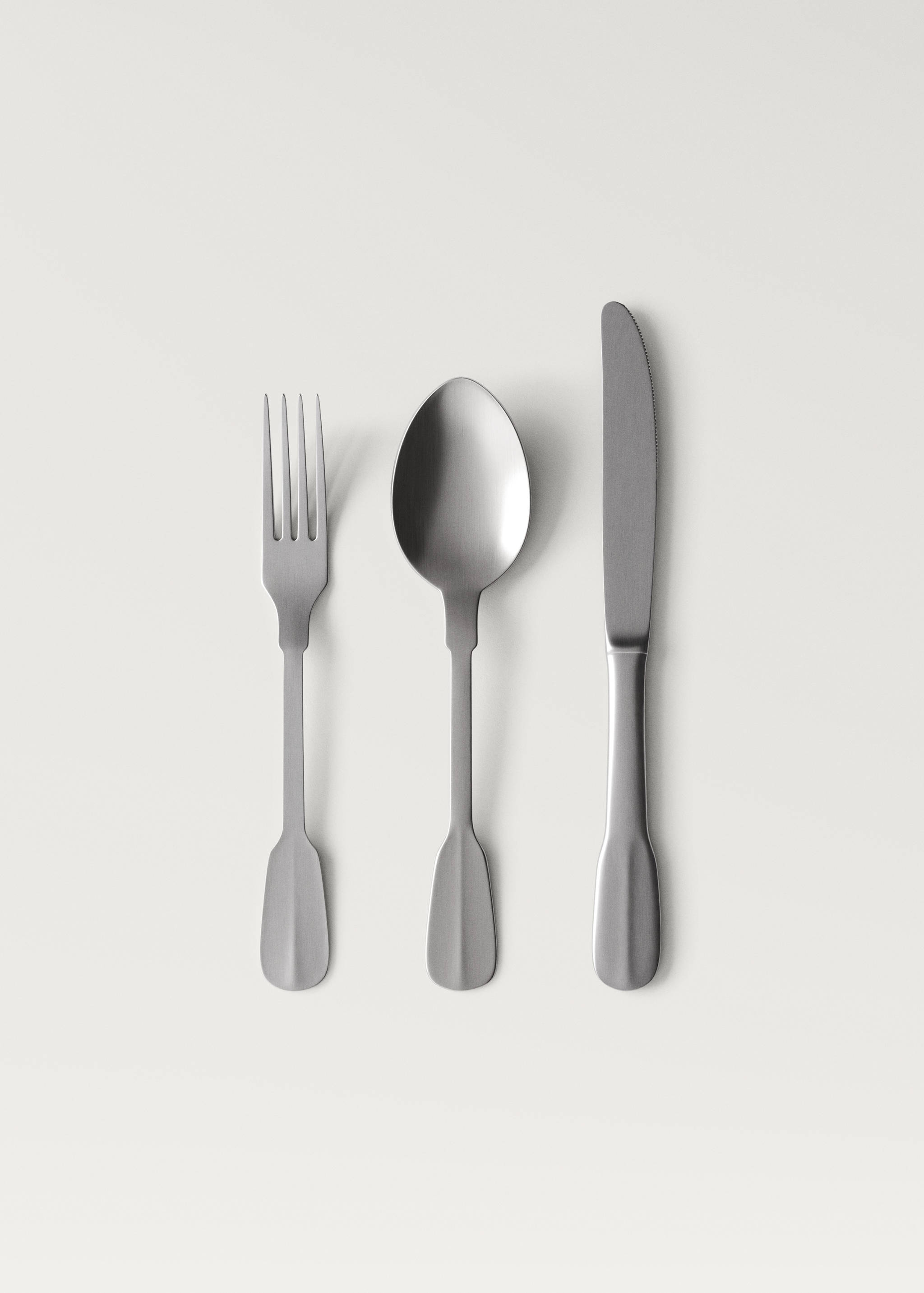 3-piece cutlery set in stainless steel with a matte silver finish - Article without model