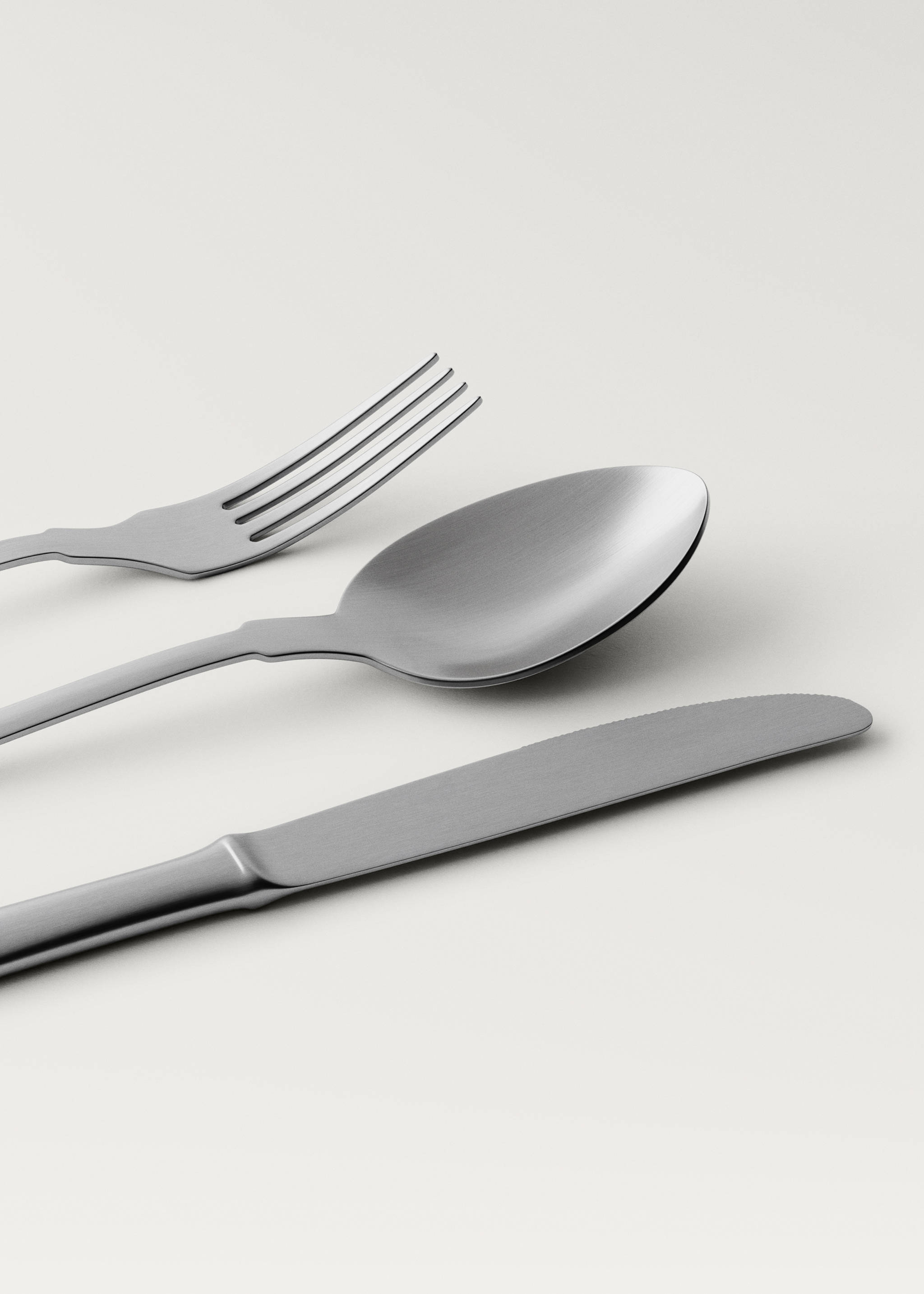 3-piece cutlery set in stainless steel with a matte silver finish - Details of the article 1