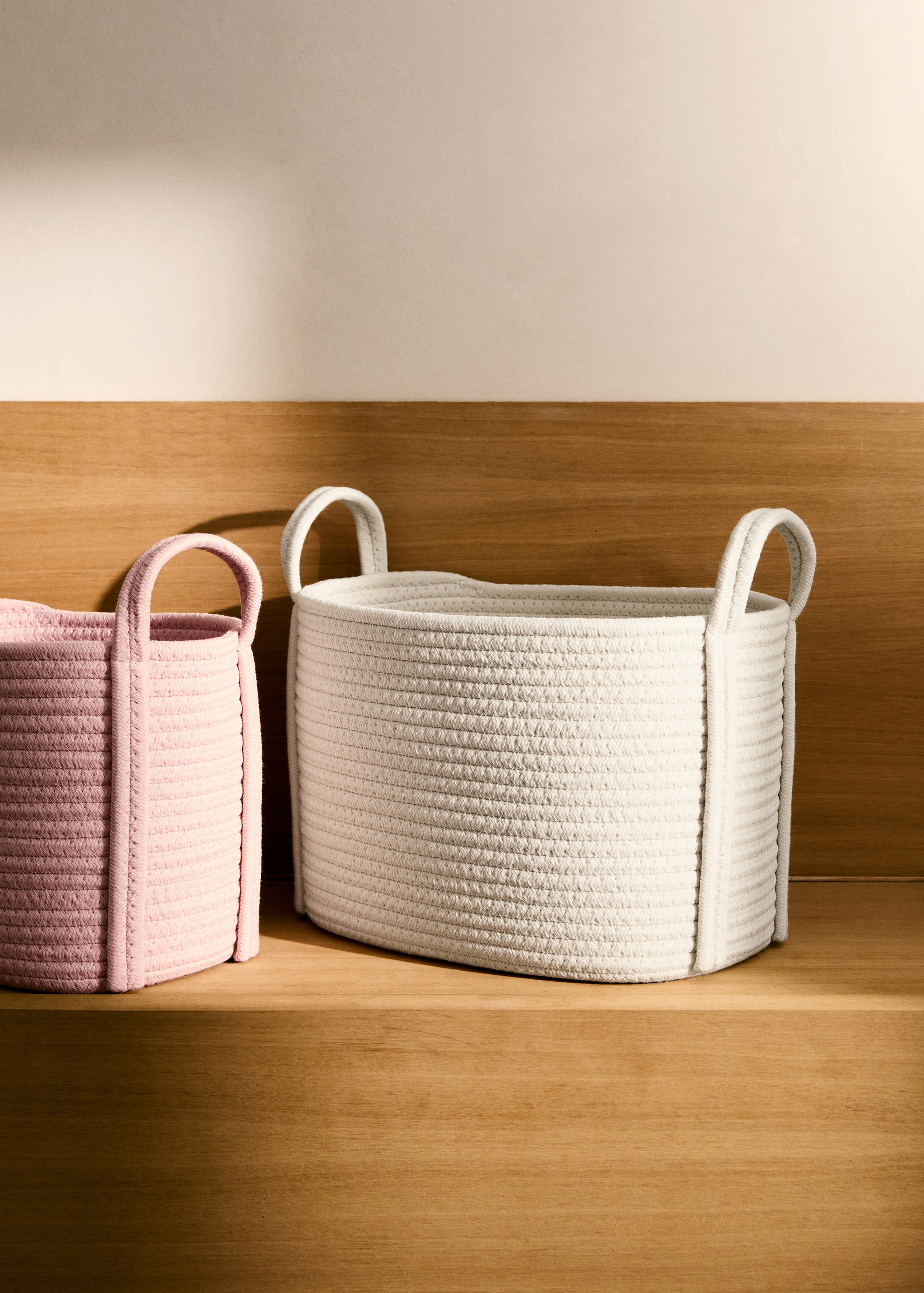 Cesta infantil algodón asas mediana - Plano general