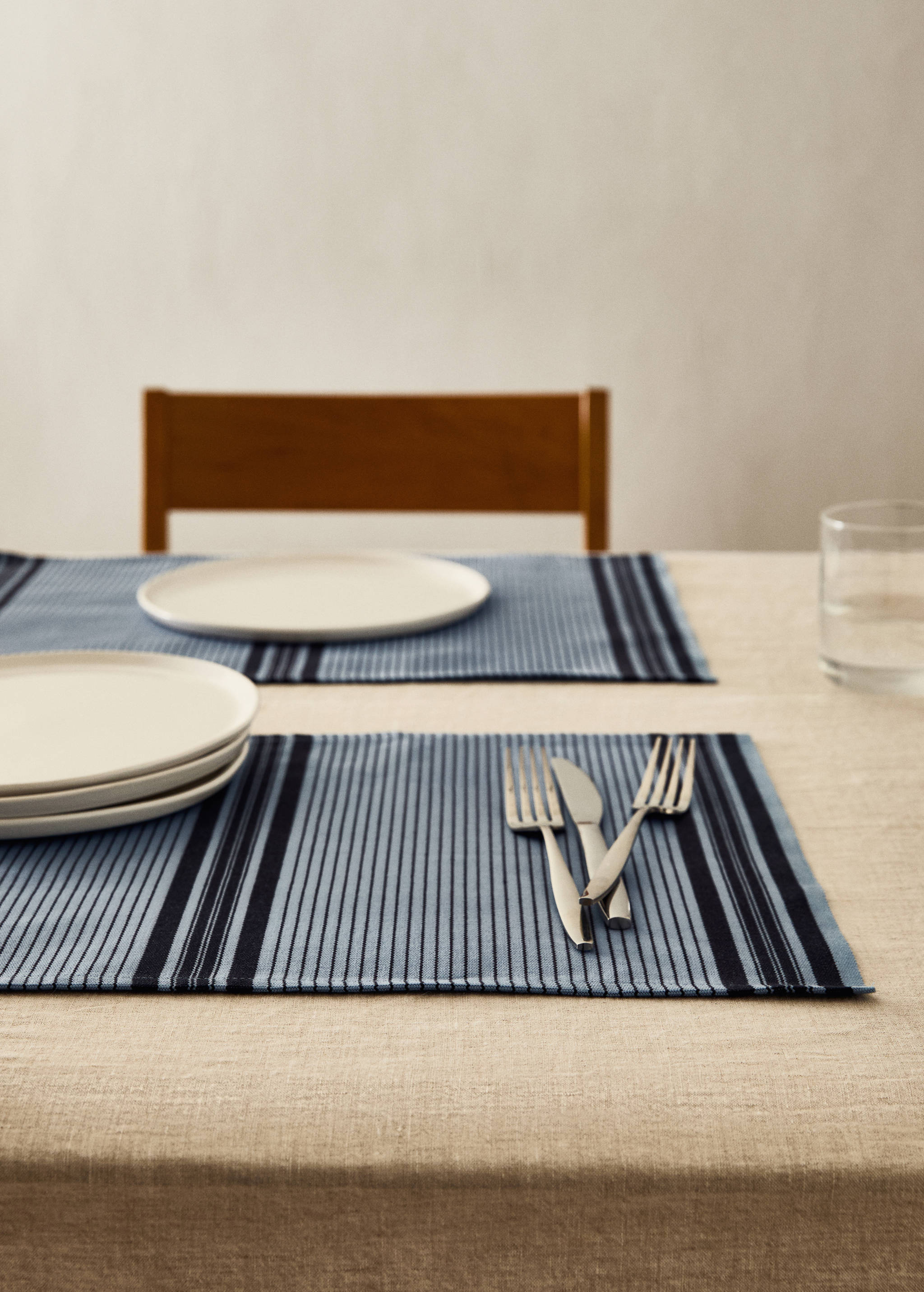 Cotton yarn-dyed striped placemat - General plane