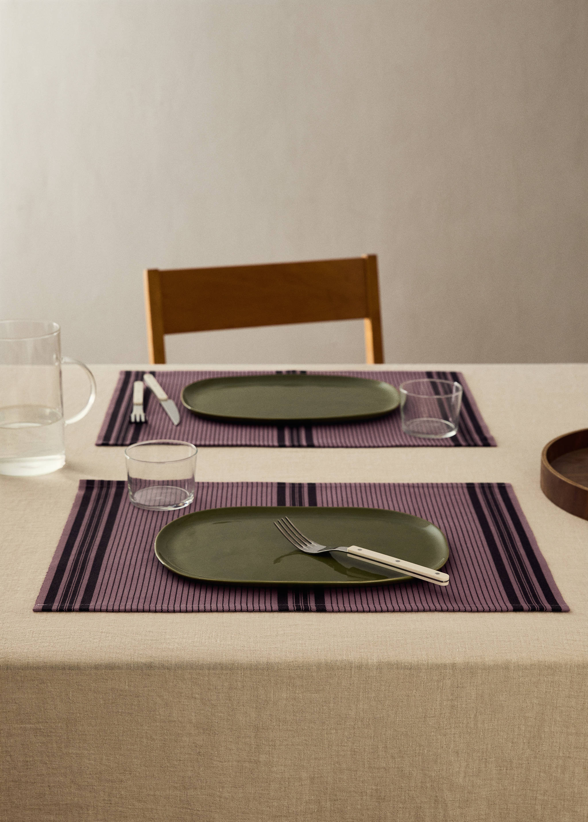Cotton yarn-dyed striped placemat - General plane