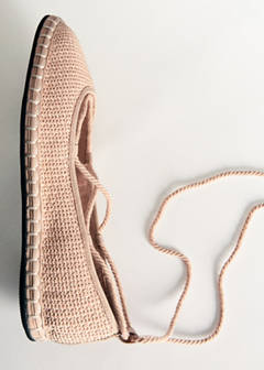 Textured lace-up ballerinas — Beige 2