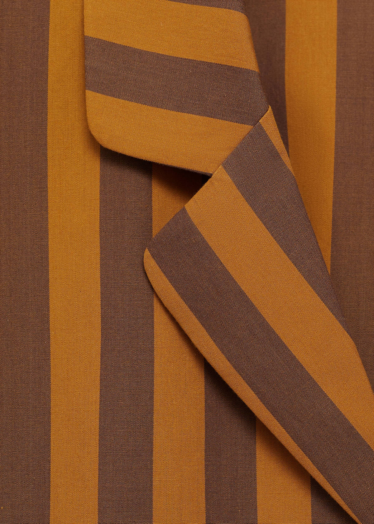 Two-tone woven striped short shirt — Brown