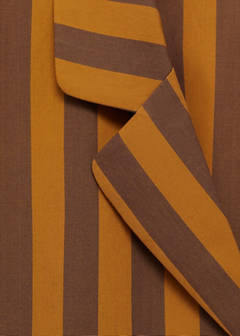 Two-tone woven striped short shirt — Brown 7