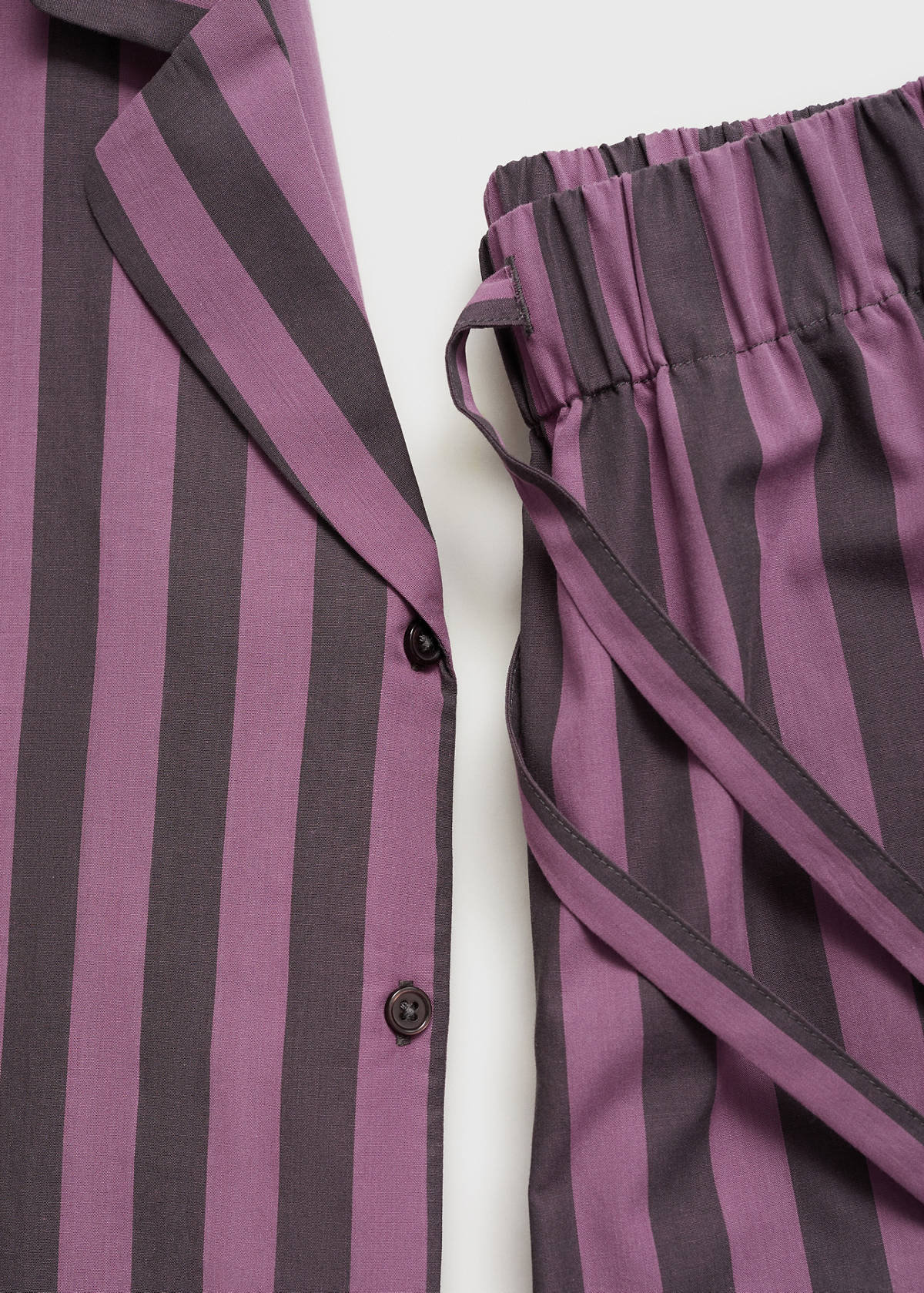 Two-tone woven striped short shirt — Plum