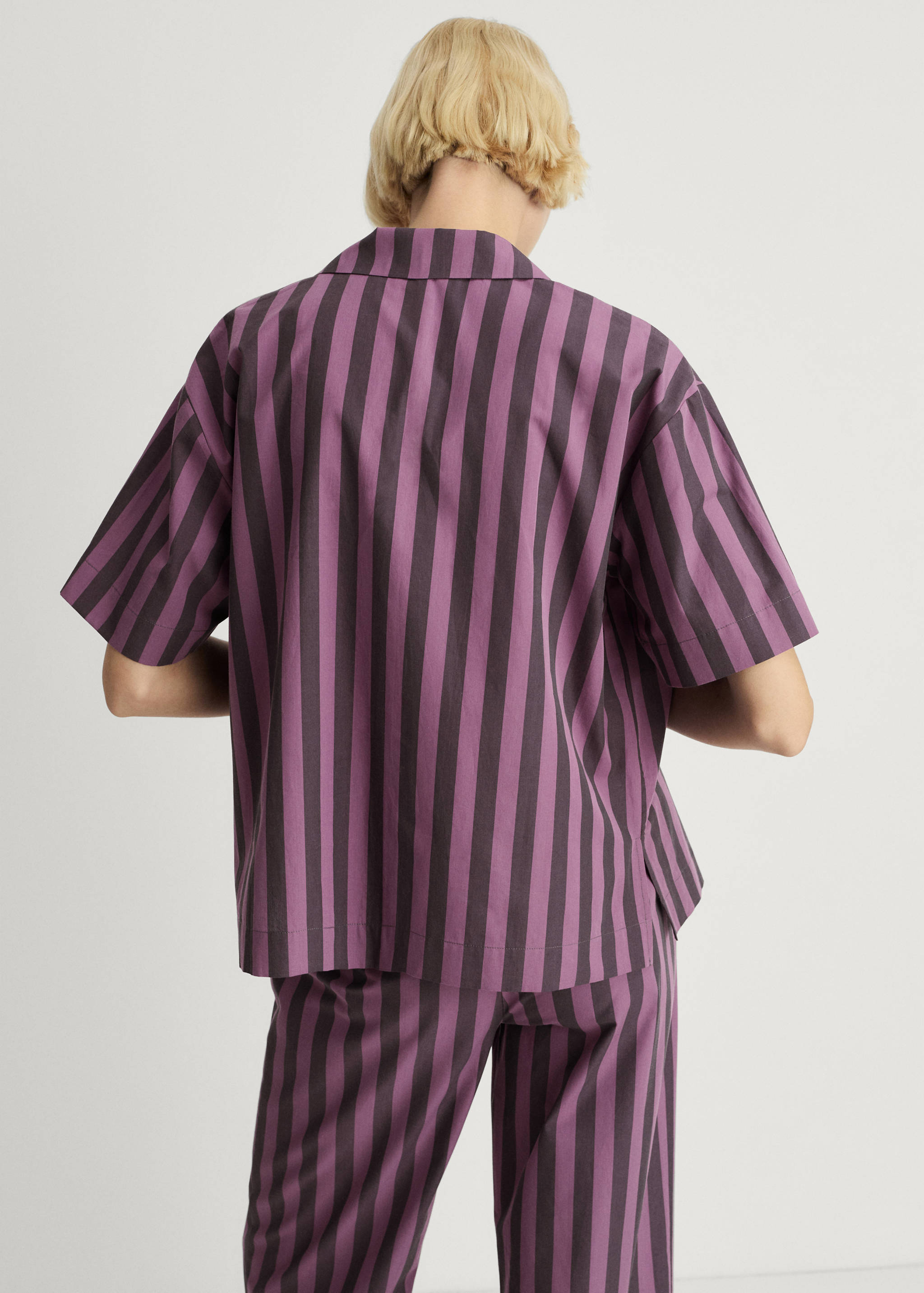 Chemise courte rayures tissu bicolore - Verso de l’article