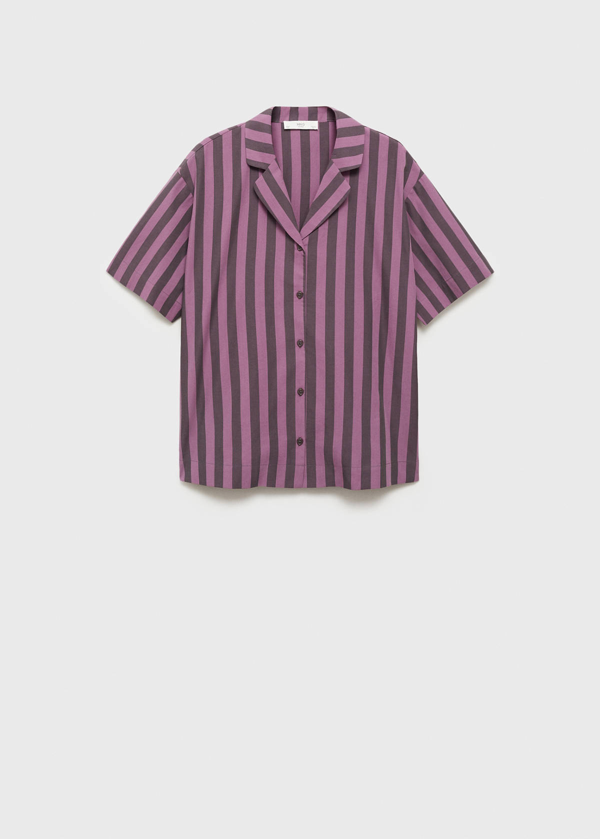 Two-tone woven striped short shirt — Plum