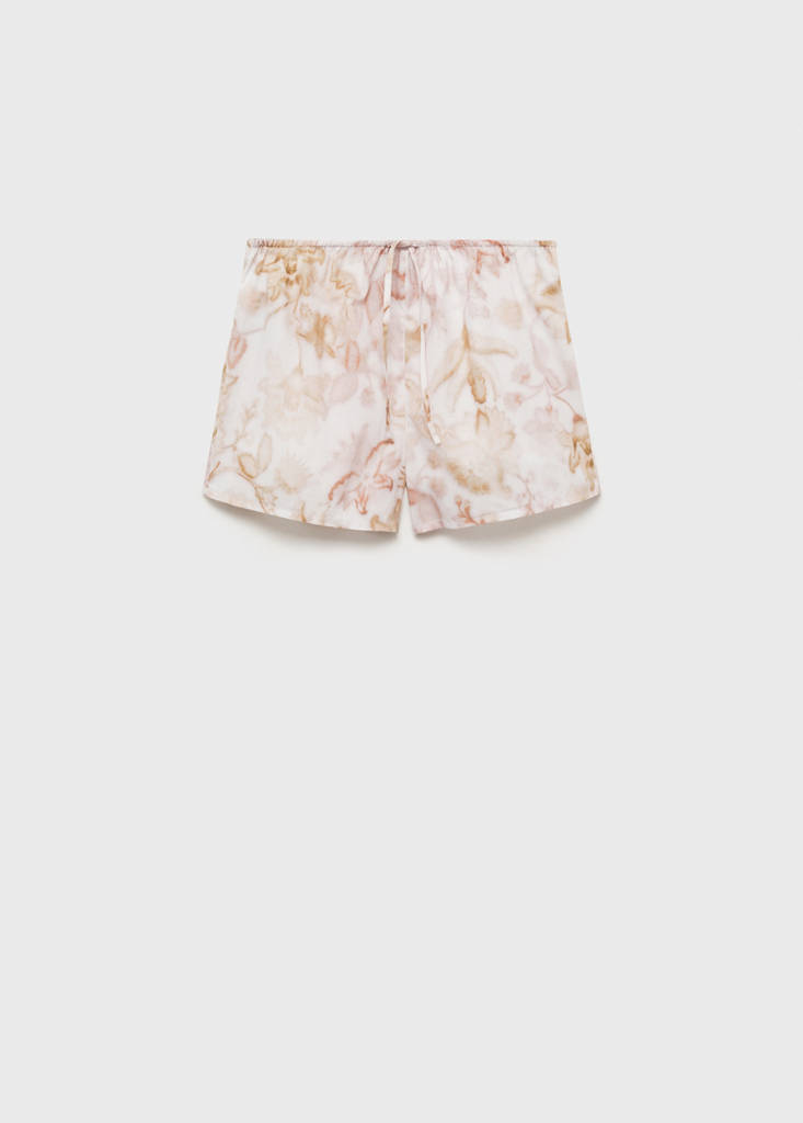 Pyjama shorts with floral detail — Light/Pastel Grey