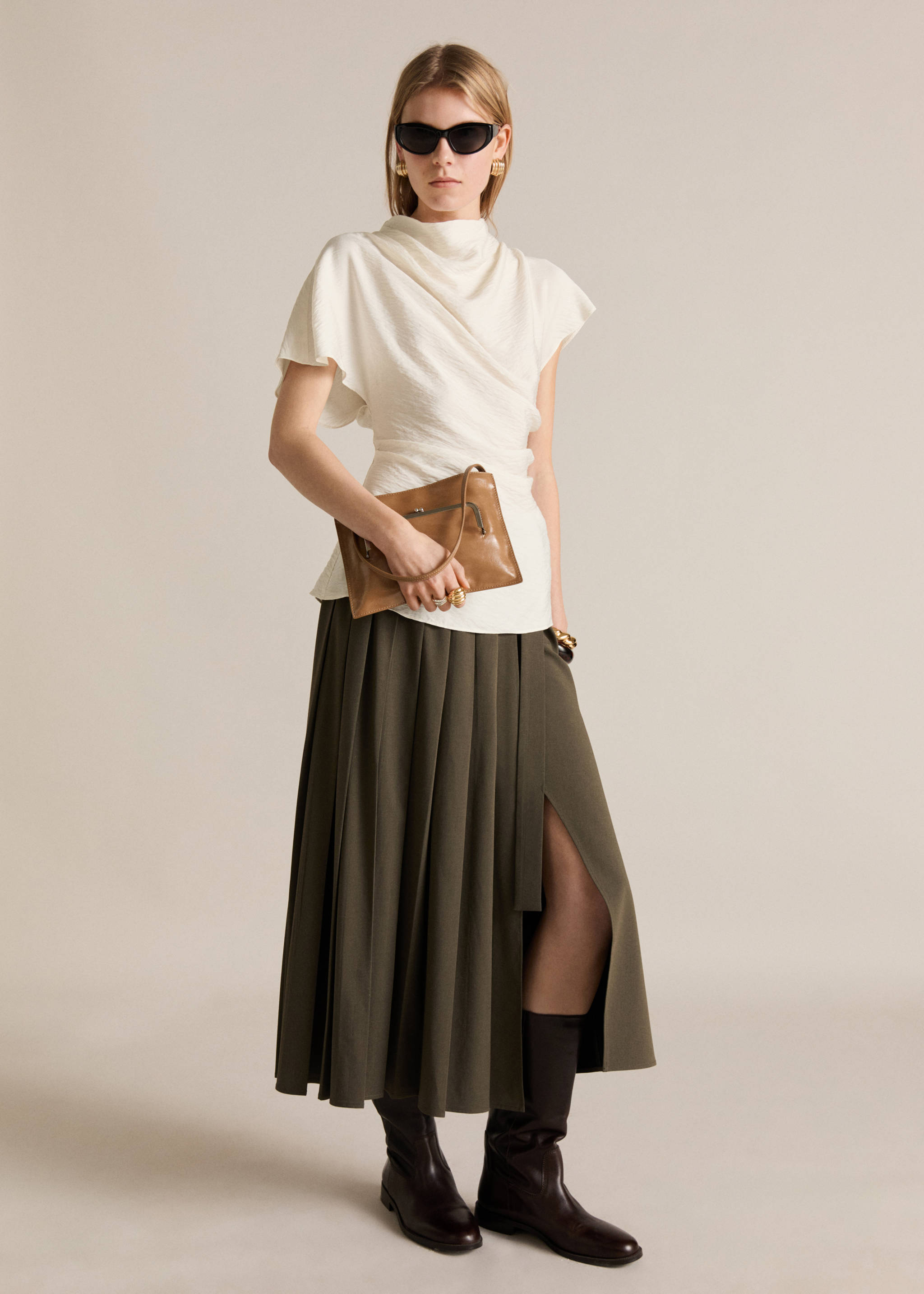 Textured draped blouse - General plane