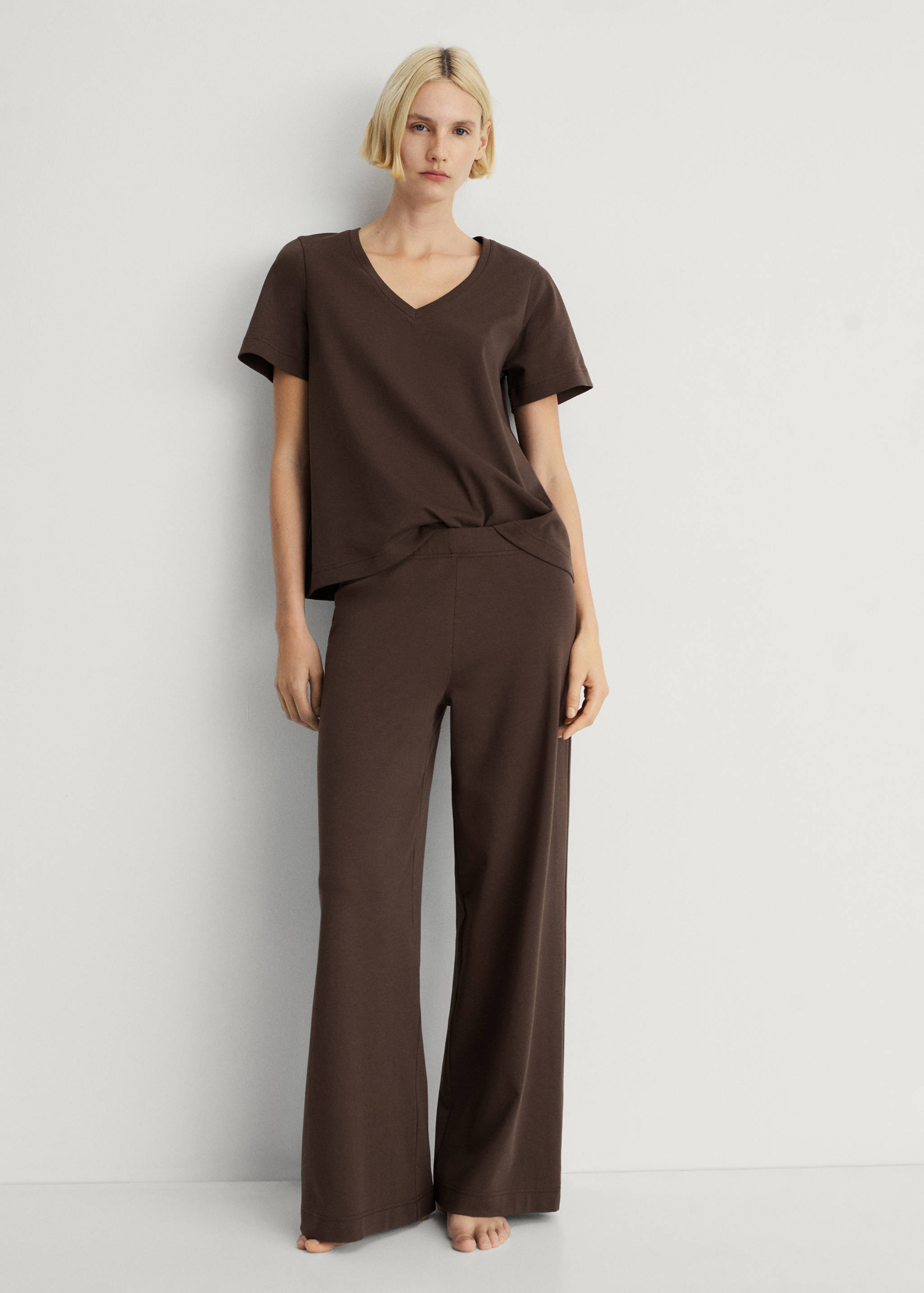 Plain cotton pyjama trousers - General plane