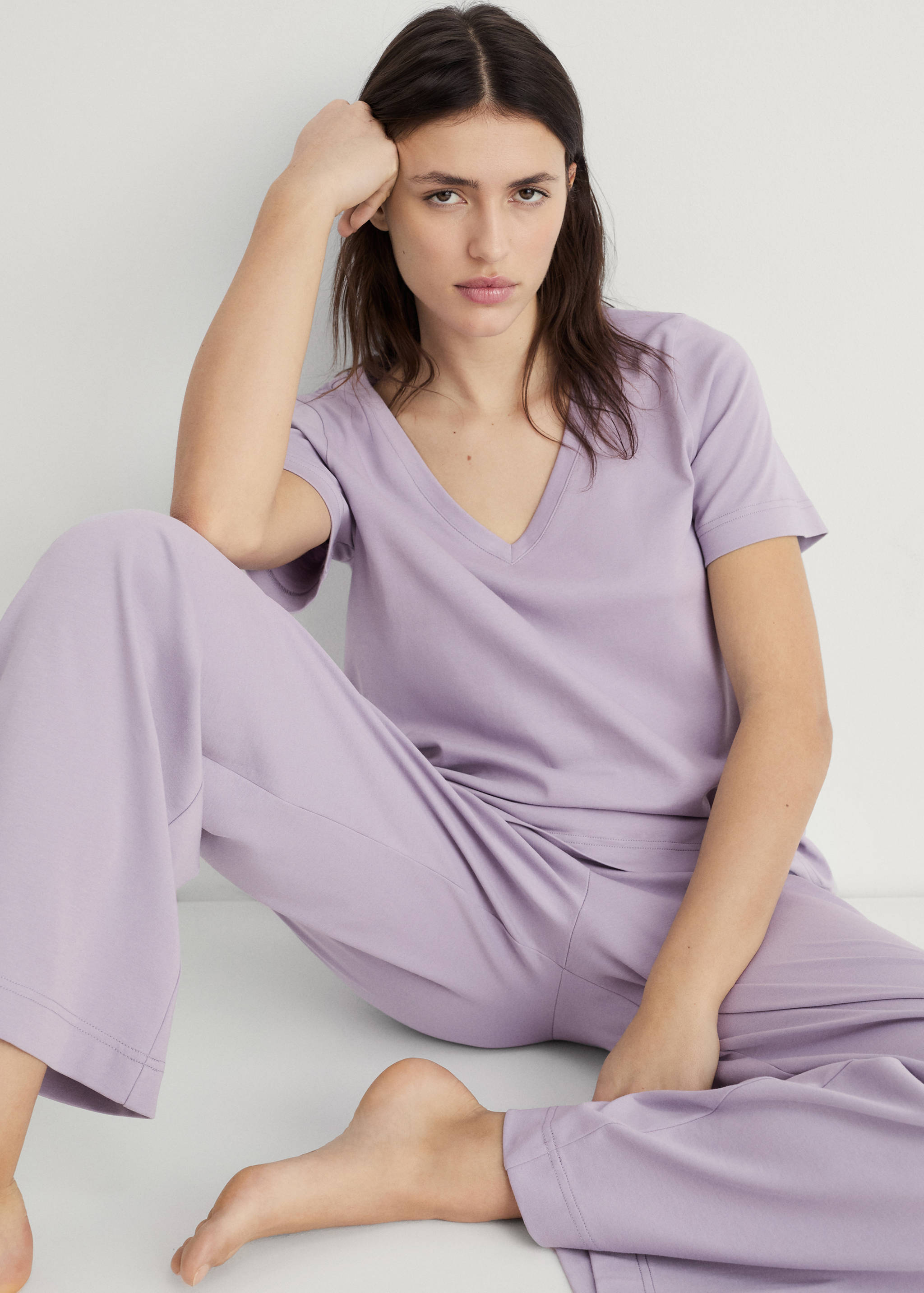 Plain cotton pyjama trousers - Details of the article 2