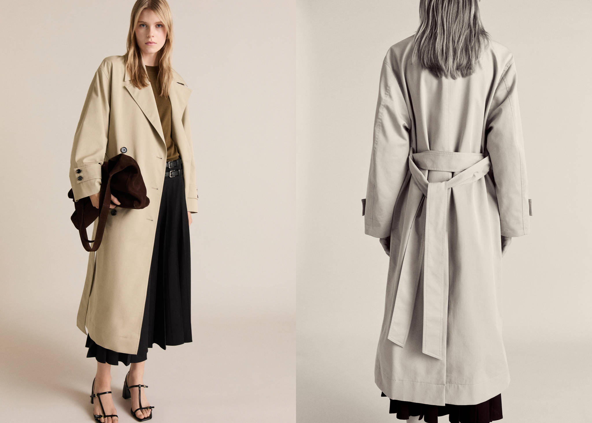 Long oversized double-breasted trench coat - Panoramic plane