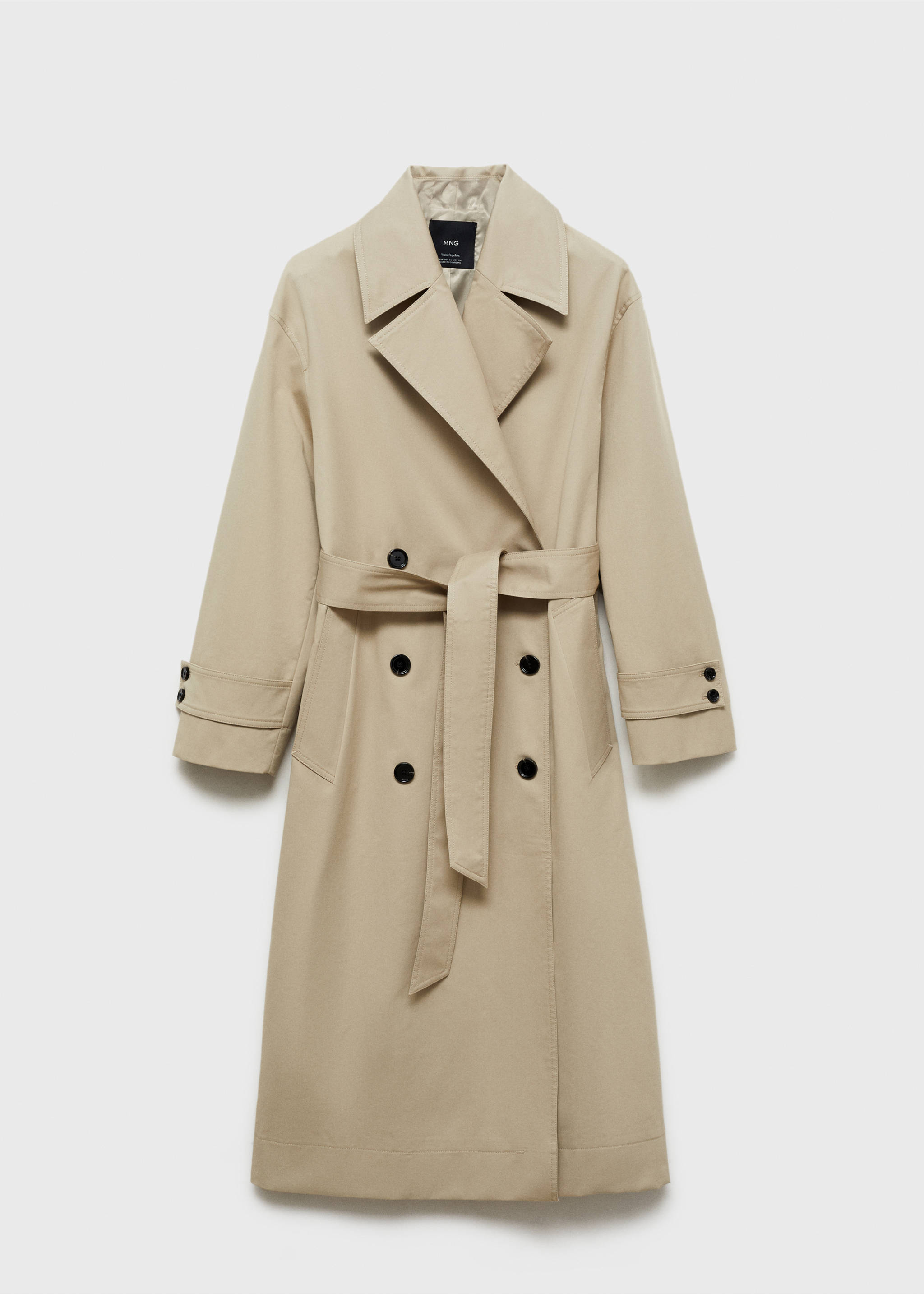 Trench long oversize double boutonnage - Article sans modèle, Kaki. Ref: 87054076-00.