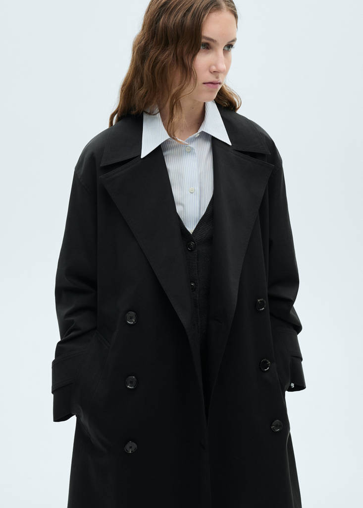 Long oversized double-breasted trench coat