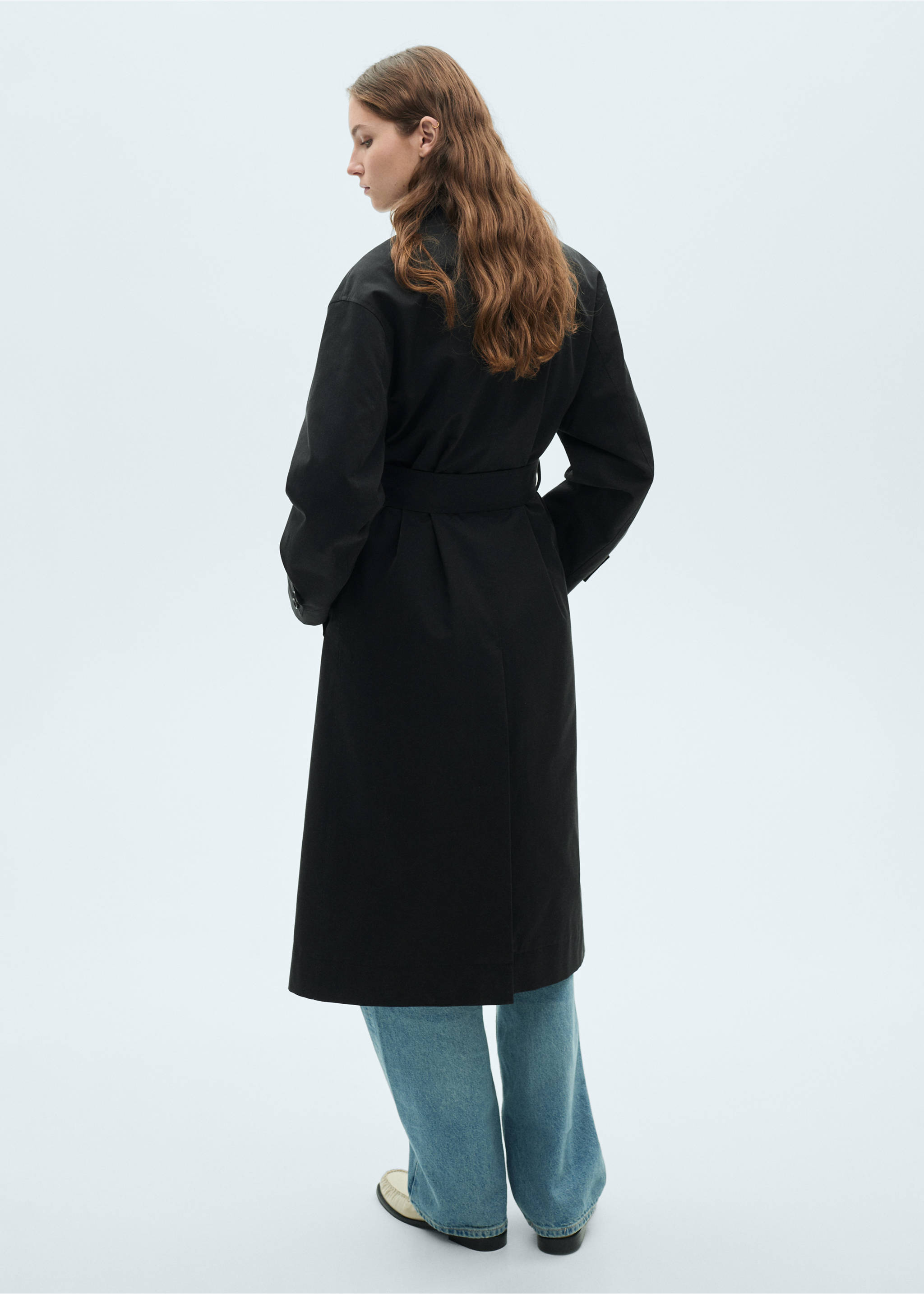 Trench long oversize double boutonnage - Verso de l’article, Noir. Ref: 87054076-00.