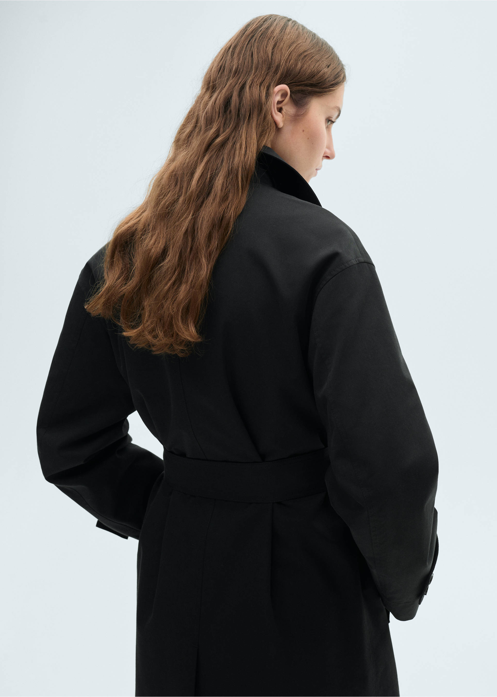 Trench long oversize double boutonnage - Détail de l'article 2, Noir. Ref: 87054076-00.