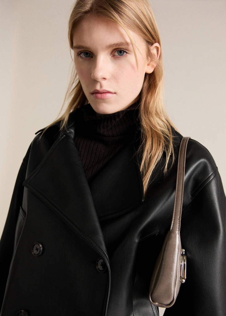 Faux-leather cropped jacket