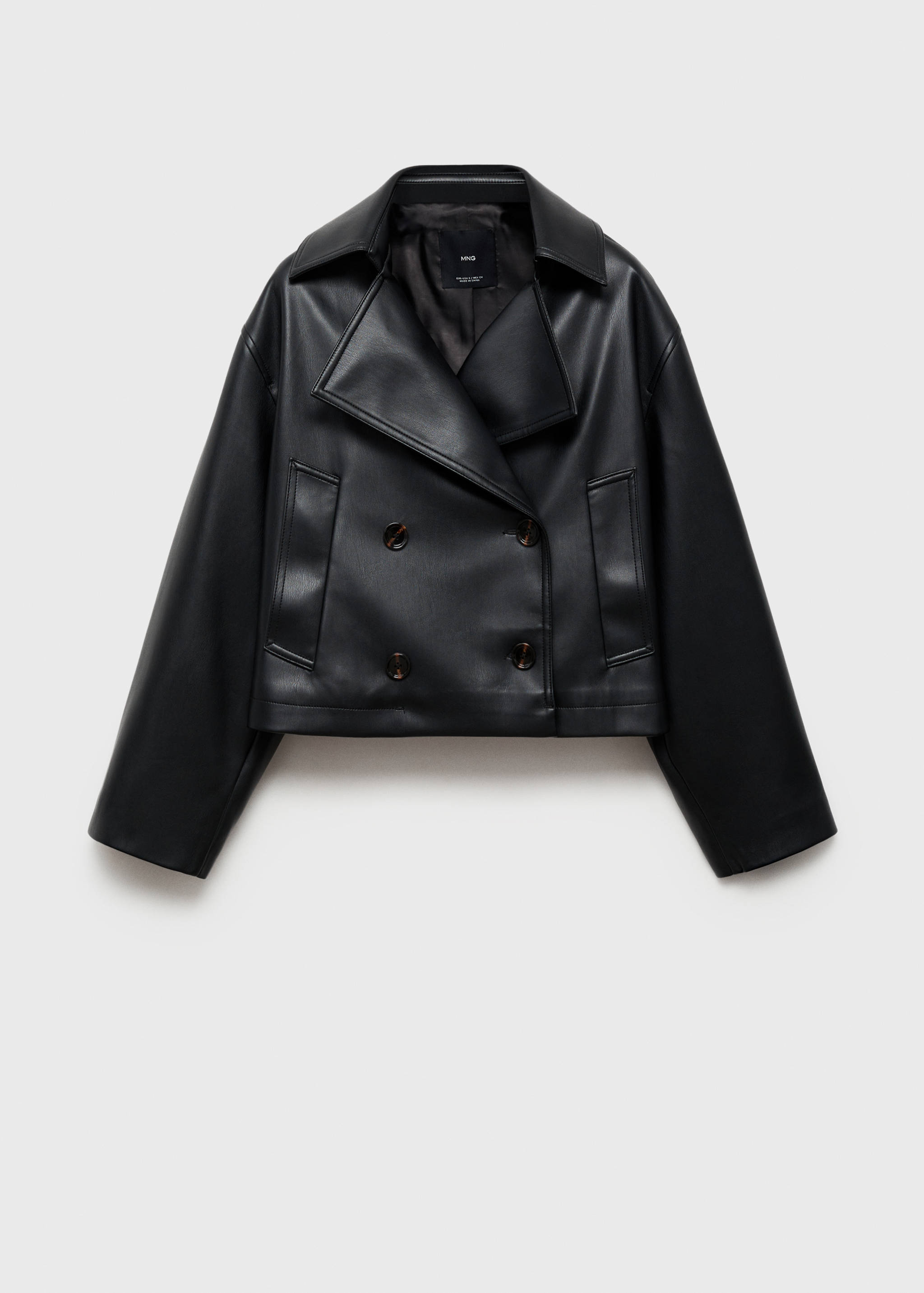 Faux-leather cropped jacket - Article without model