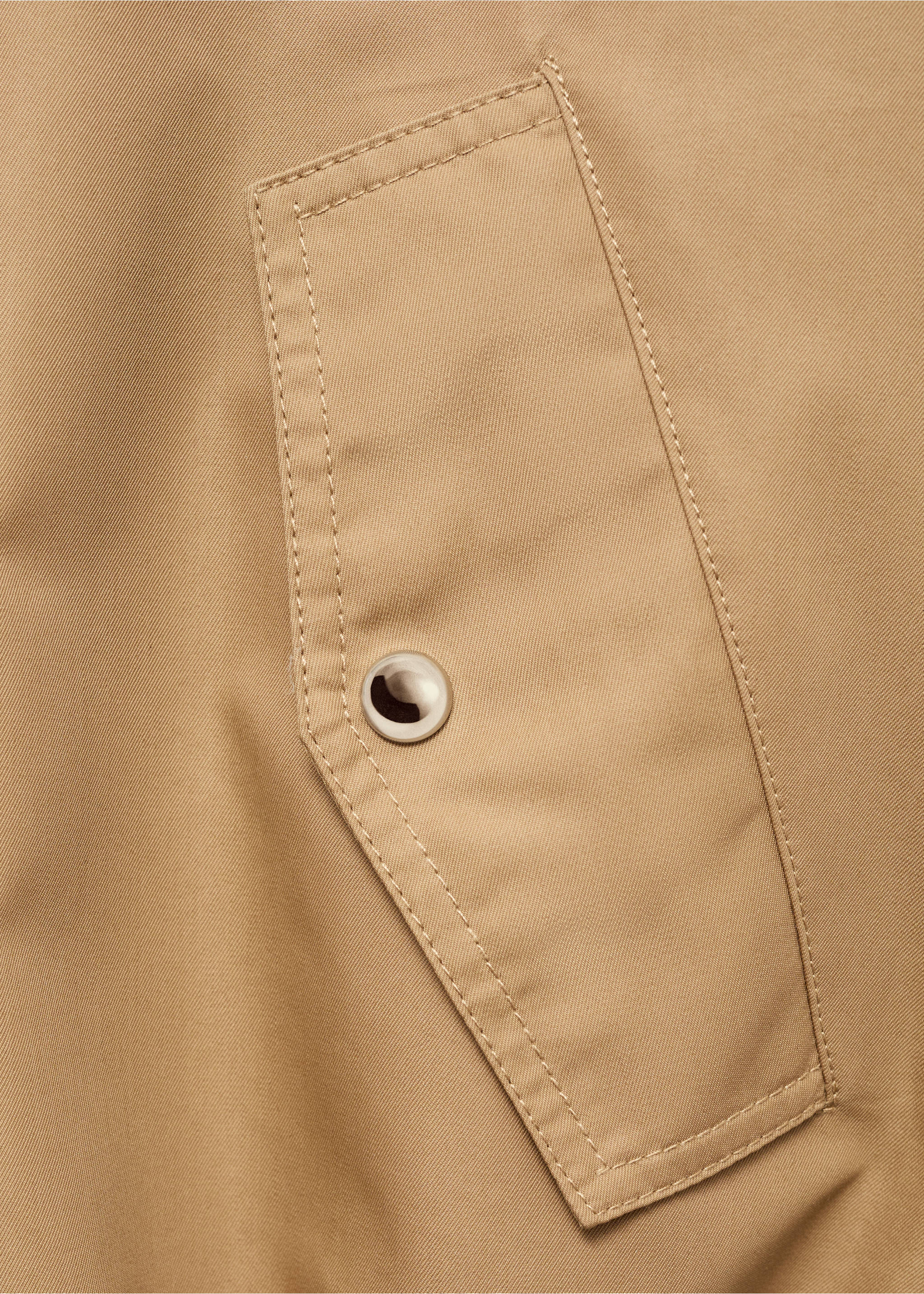 Cotton barn jacket with gathered hem - Details of the article 8, Medium Brown. Ref: 87054079-00.