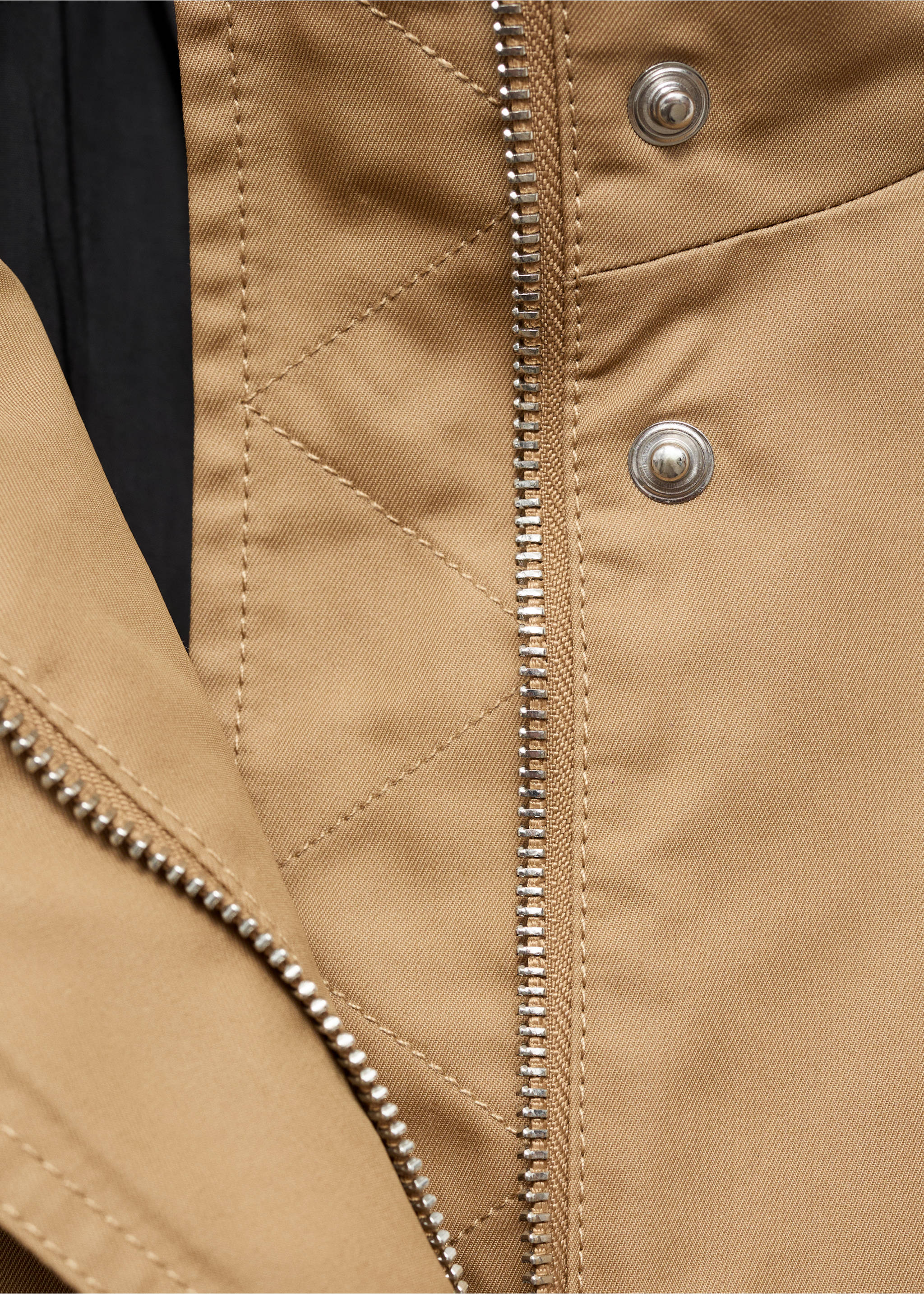 Cotton barn jacket with gathered hem - Details of the article 0, Medium Brown. Ref: 87054079-00.