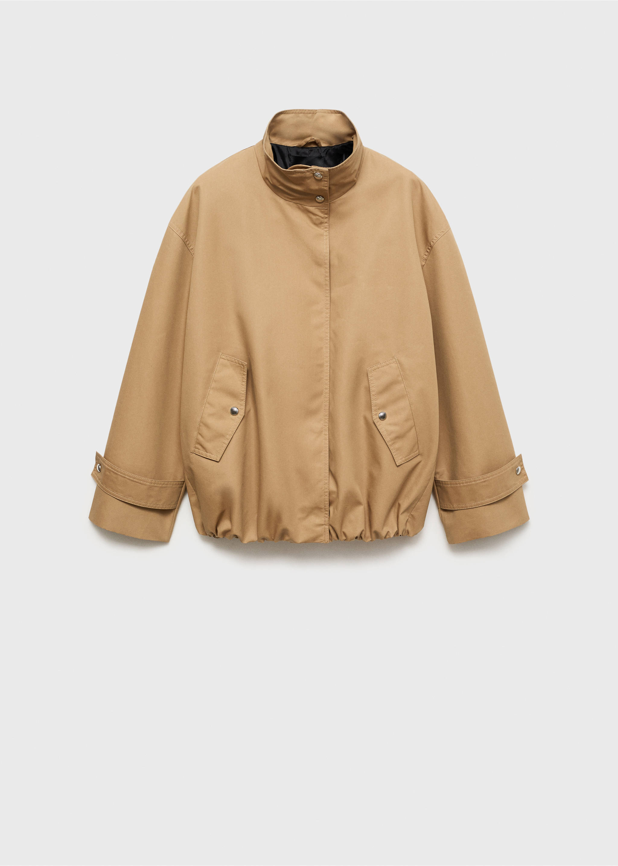 Cotton barn jacket with gathered hem - Article without model, Medium Brown. Ref: 87054079-00.