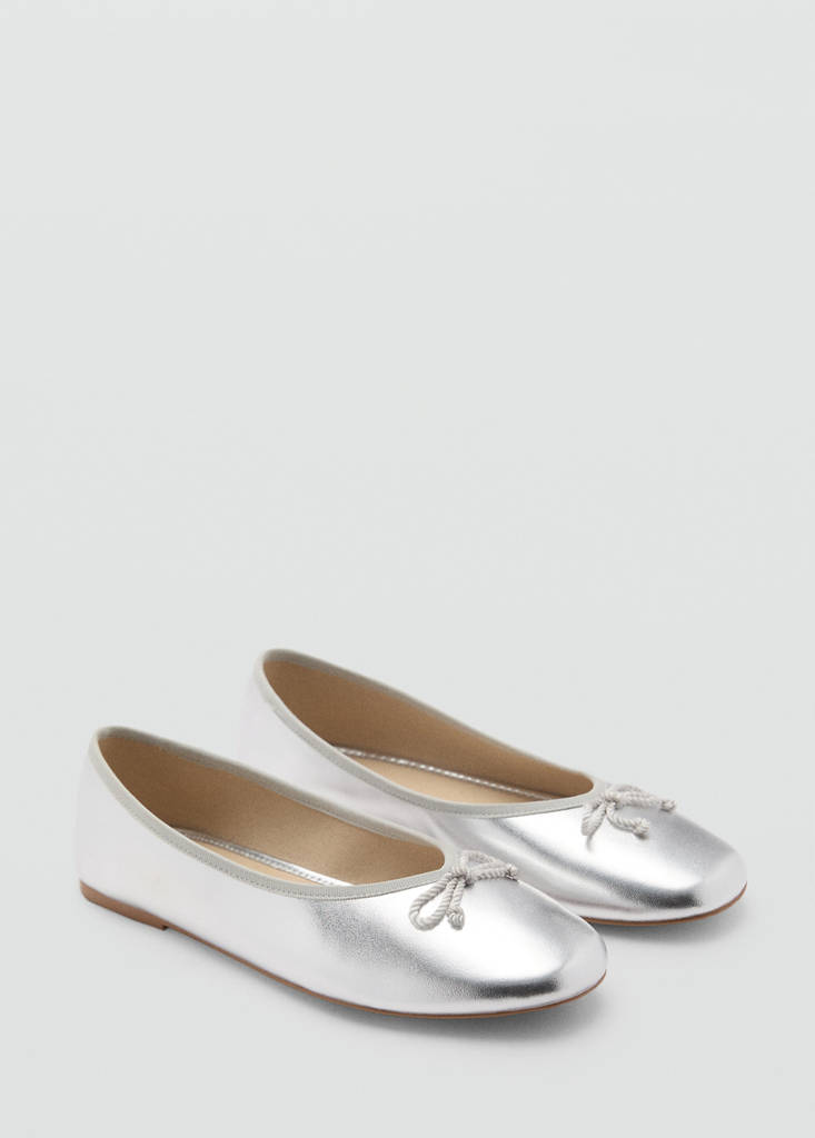 Metallic ballet flats with bow — Silver