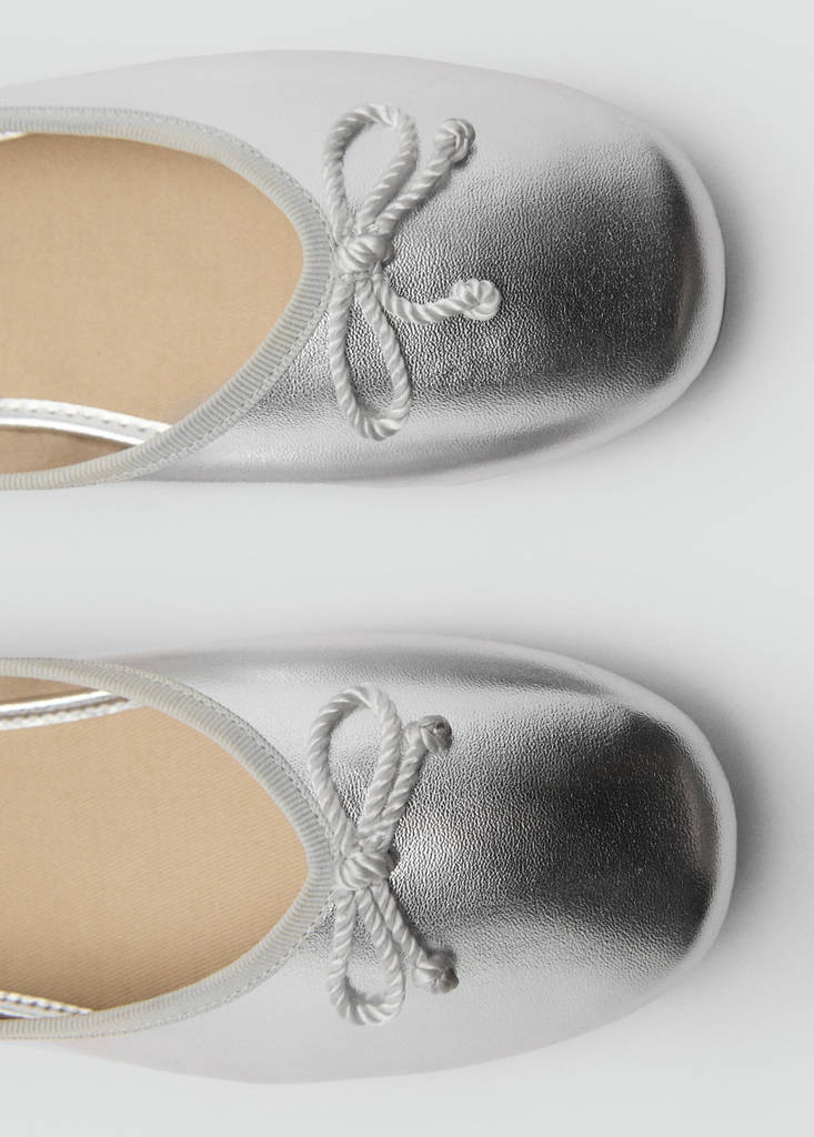 Metallic ballet flats with bow — Silver