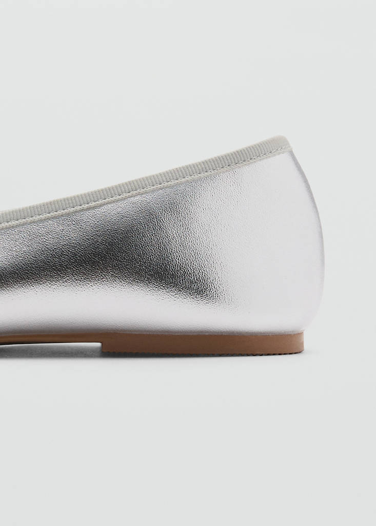 Metallic ballet flats with bow — Silver