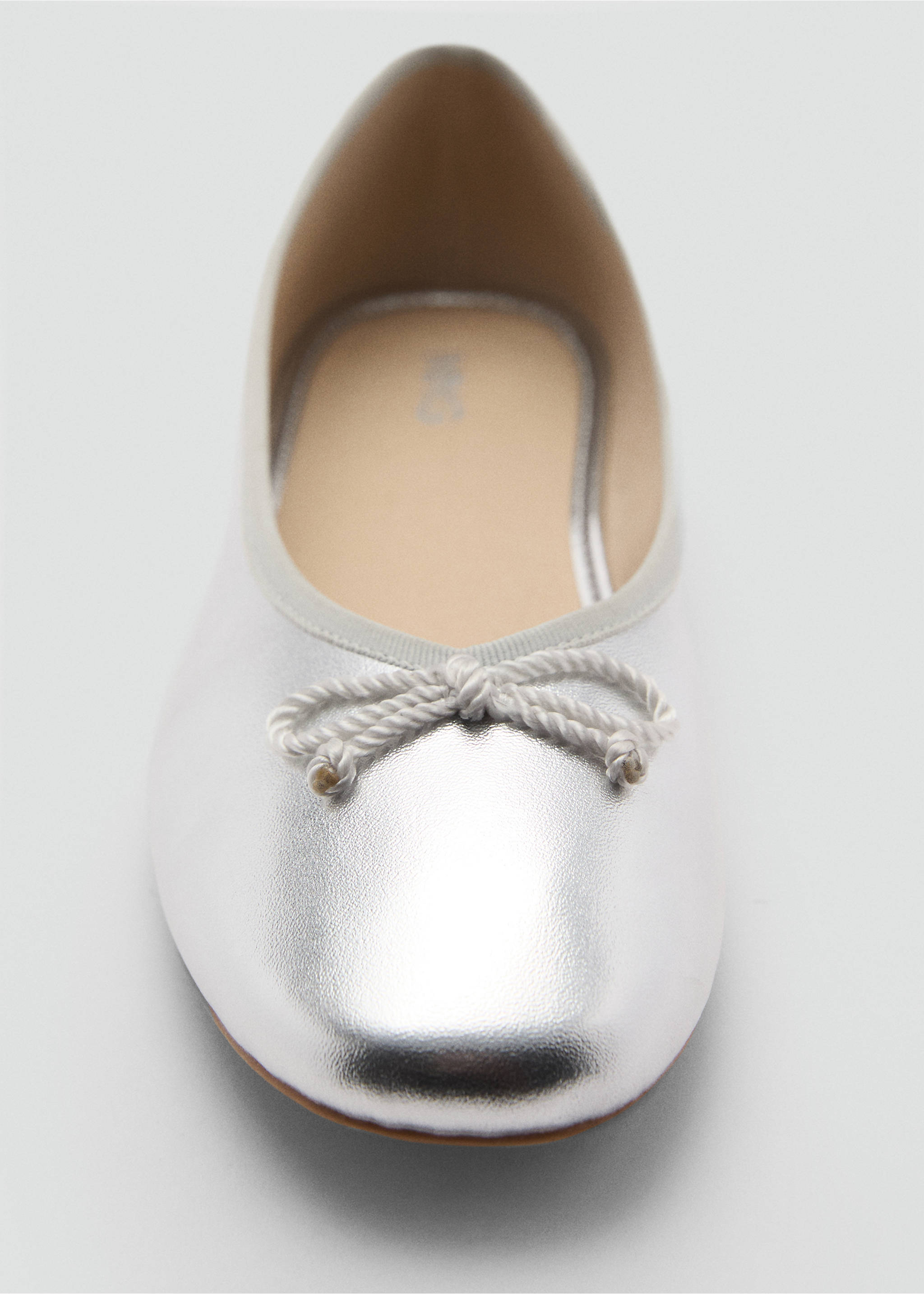 Metallic ballet flats with bow - Details of the article 3, Silver. Ref: 87054080-00.