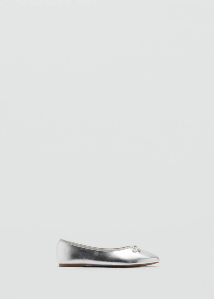 Metallic ballet flats with bow — Silver