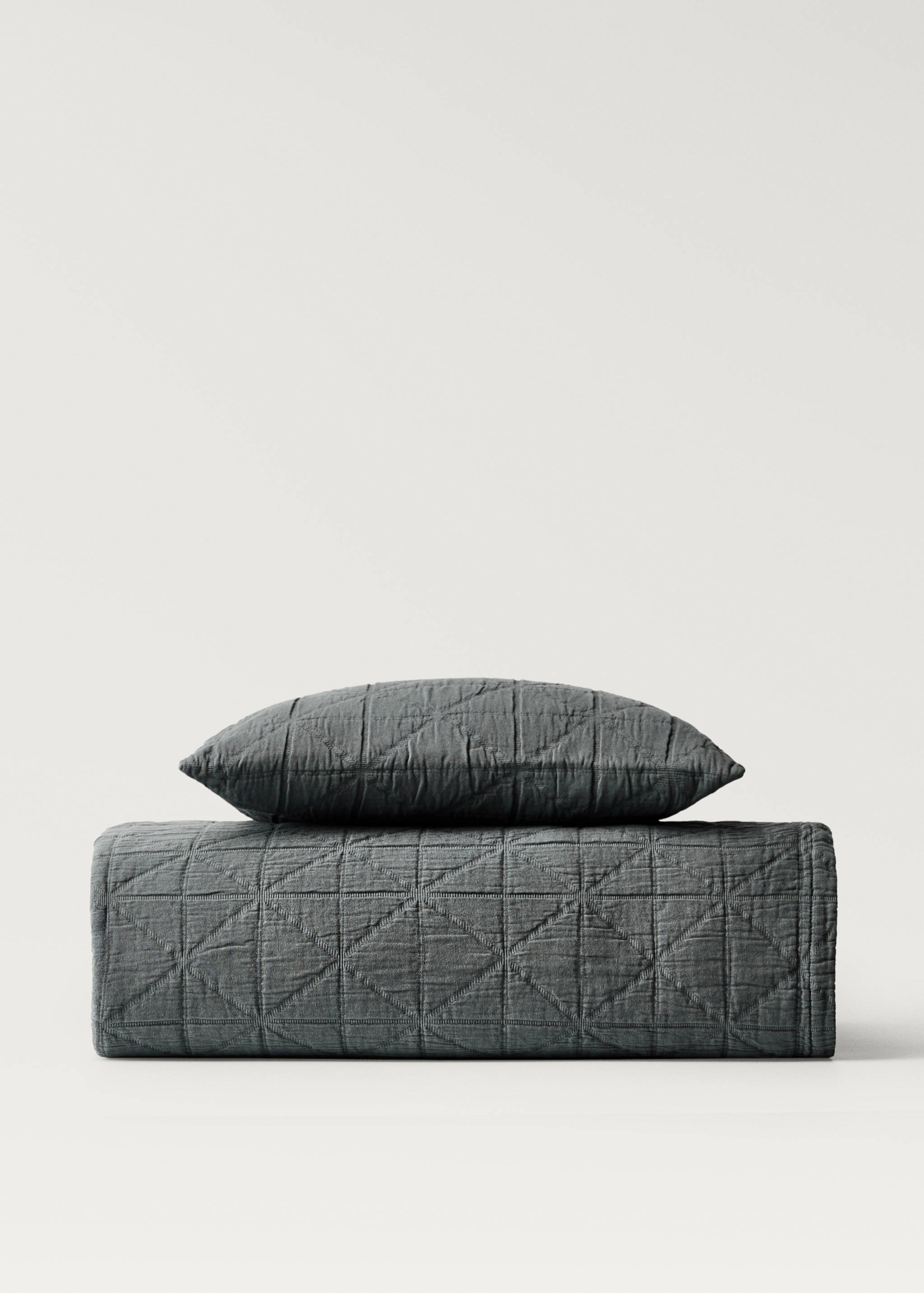 Narzuta z bawełnianego żakardu w romby farbowana po uszyciu na łóżko dziecięce 90/105 cm - Artykuł bez modela/modelki