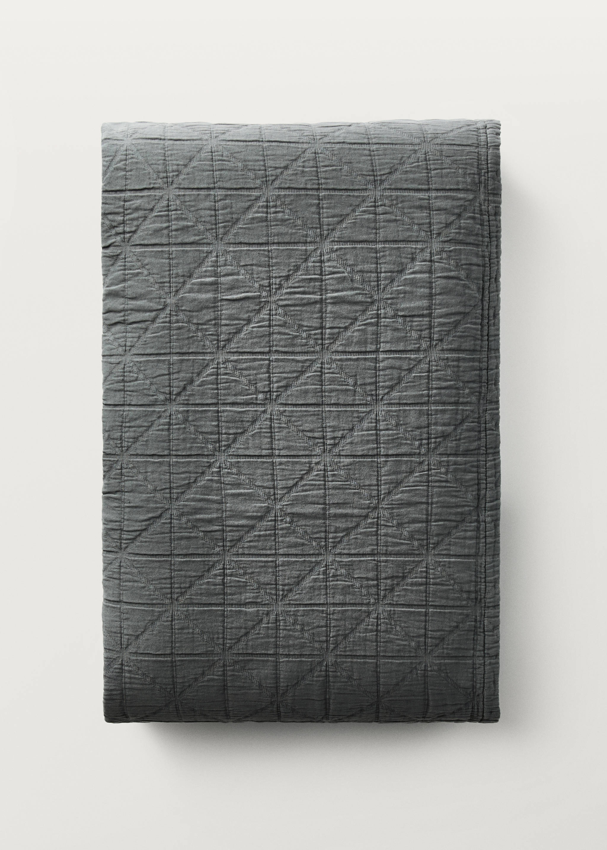 Narzuta z bawełnianego żakardu w romby farbowana po uszyciu na łóżko dziecięce 90/105 cm - Szczegóły artykułu 3