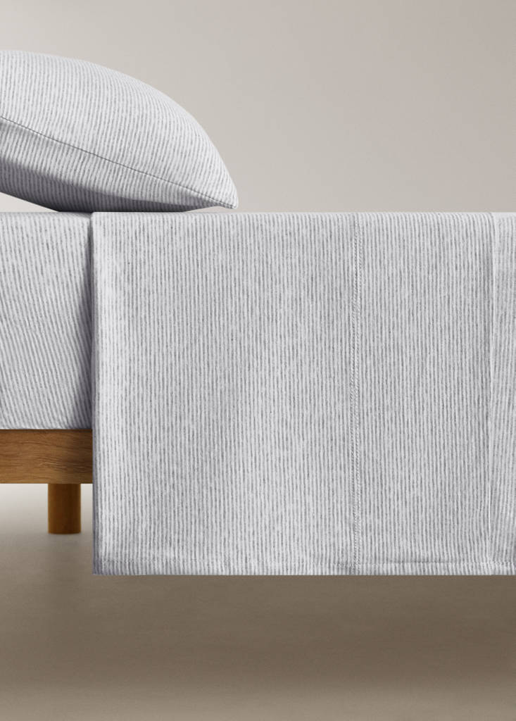 MANGO HOME - Drap plat berceau coton à rayures gris - 100x150cm