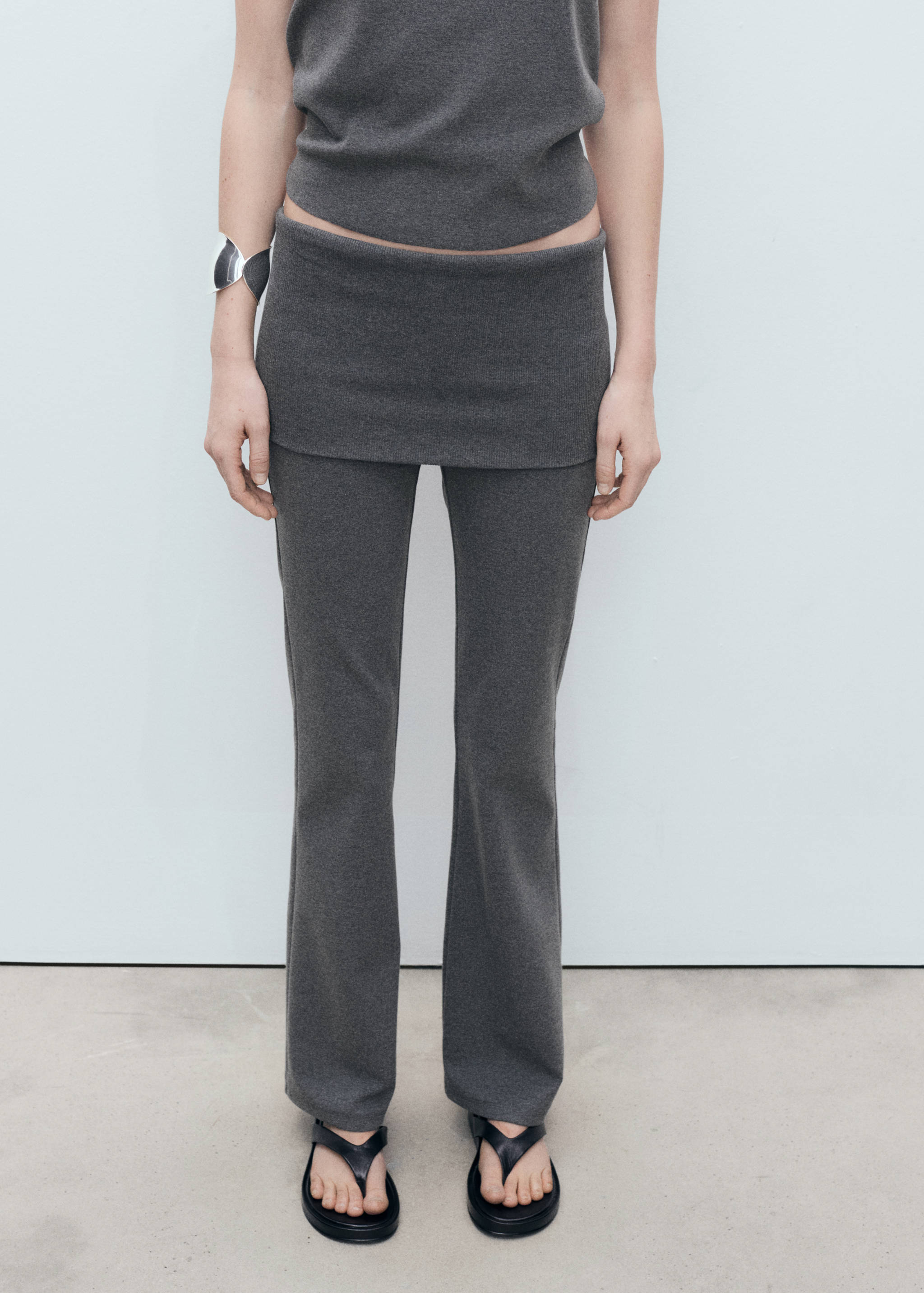 Flared pants with turn-up waist - Medium plane