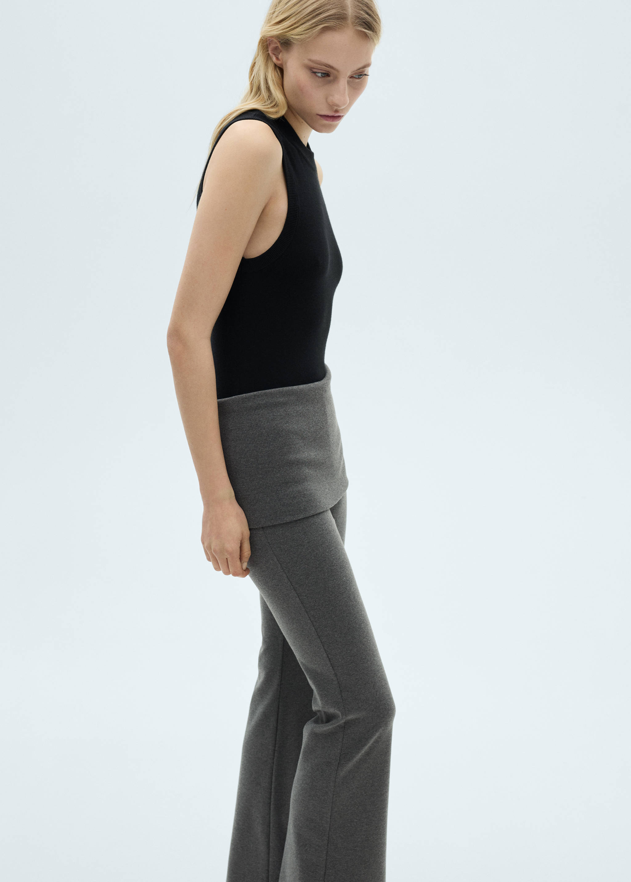 Flared pants with turn-up waist - Details of the article 2