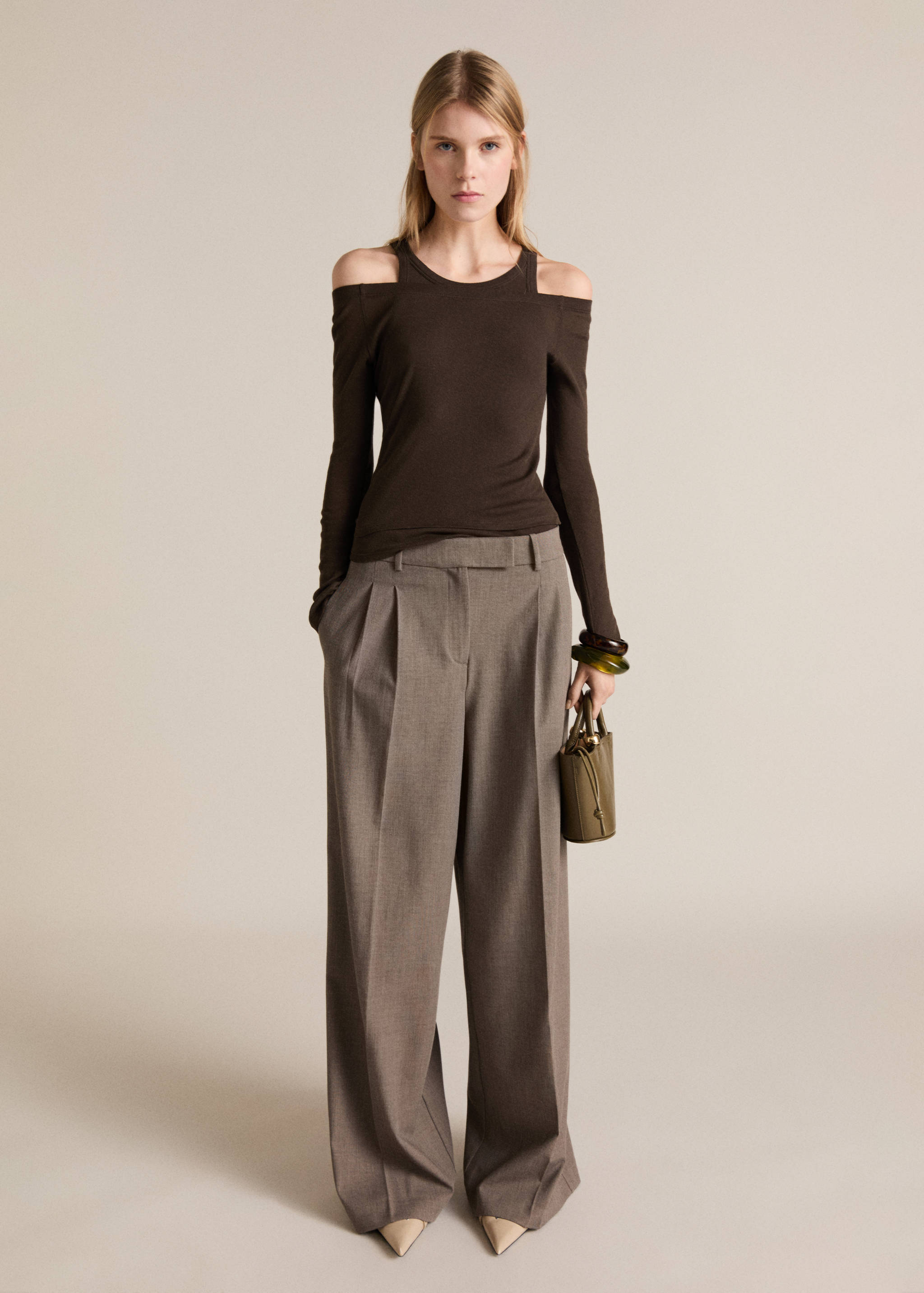 Contrasting cotton-blend T-shirt - General plane