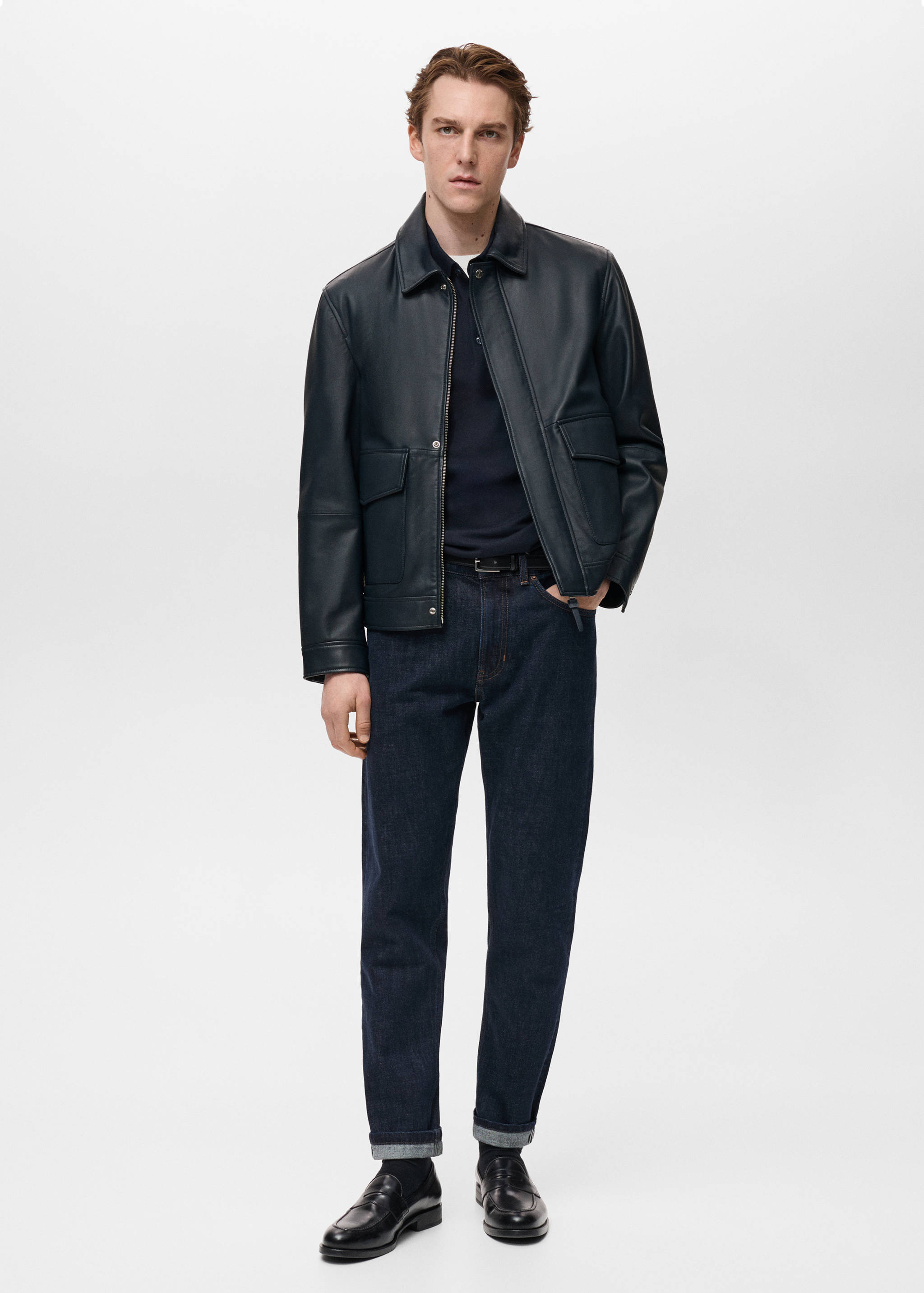 Nappa leather jacket with pockets - General plane