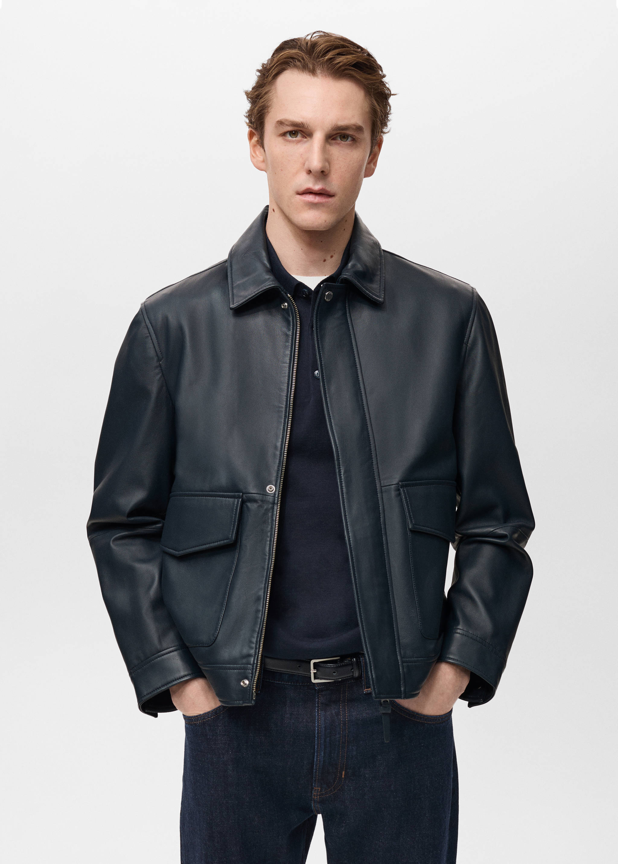 Nappa leather jacket with pockets - Medium plane