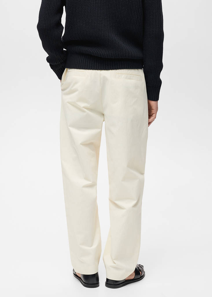 Relaxed-fit trousers with belt — Ecru