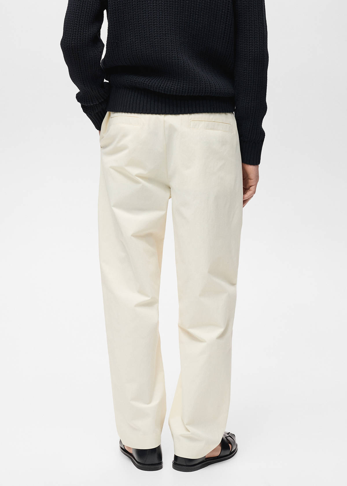 Relaxed-fit trousers with belt — Ecru